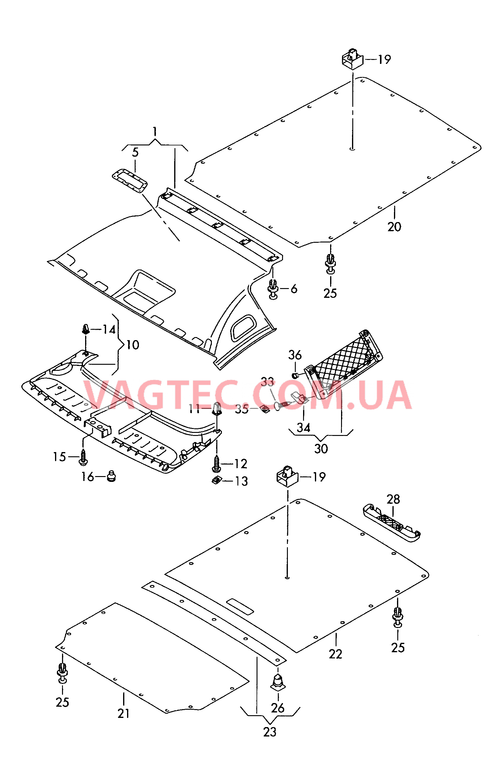 Обивка крыши  F             >> 2K-8-090 000* для VOLKSWAGEN Caddy 2008