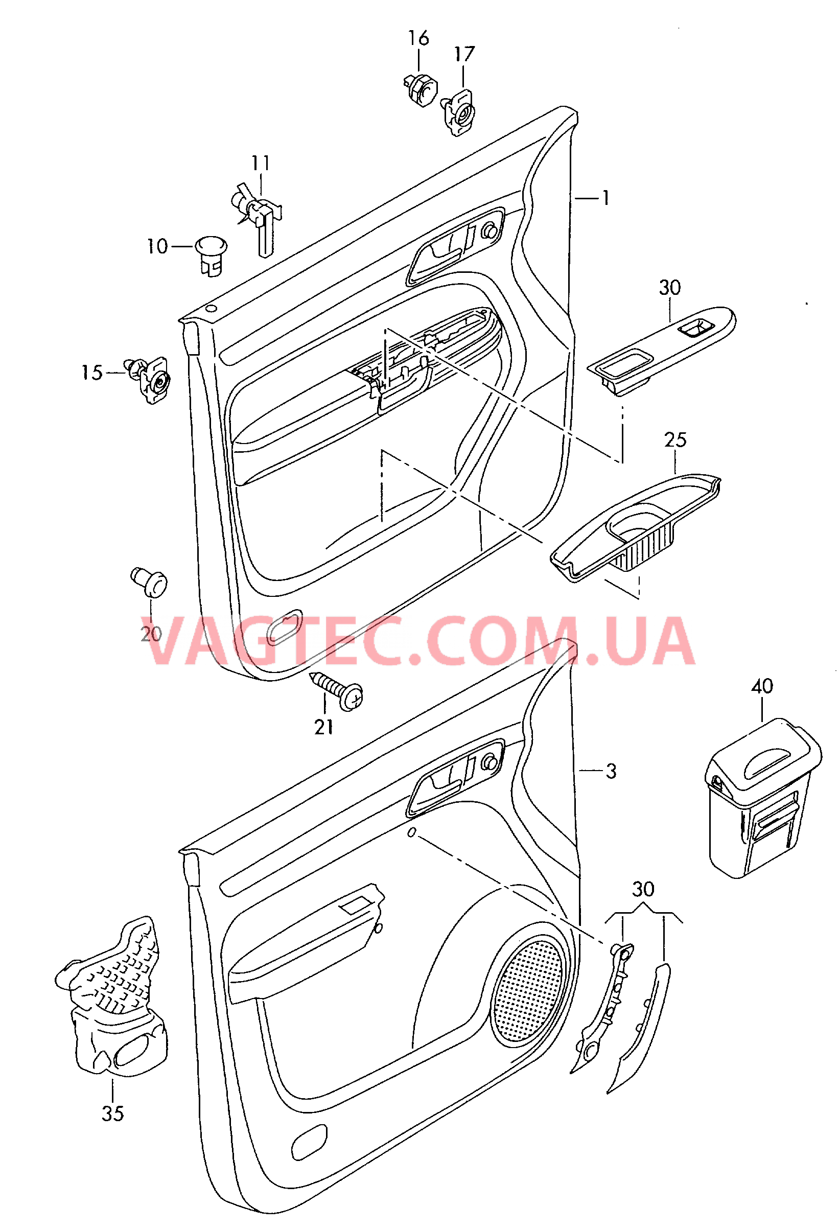 Обивка двери  F 2K-8-000 001>> для VOLKSWAGEN Caddy 2006