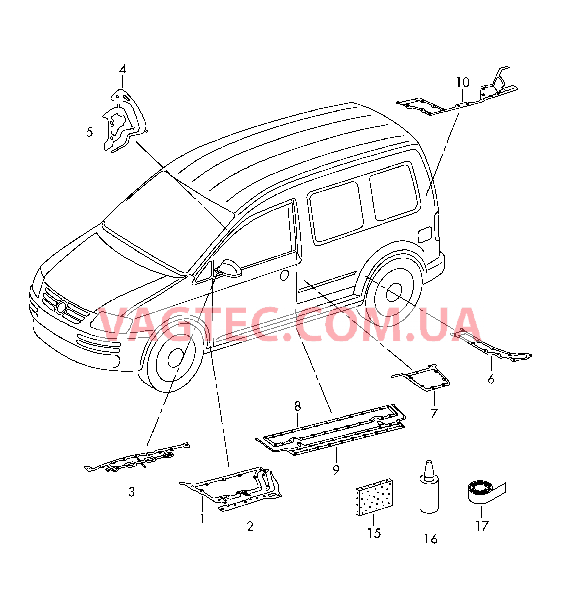 Шумоизоляция Бутиловый уплотнительный шнур  для VOLKSWAGEN Caddy 2006