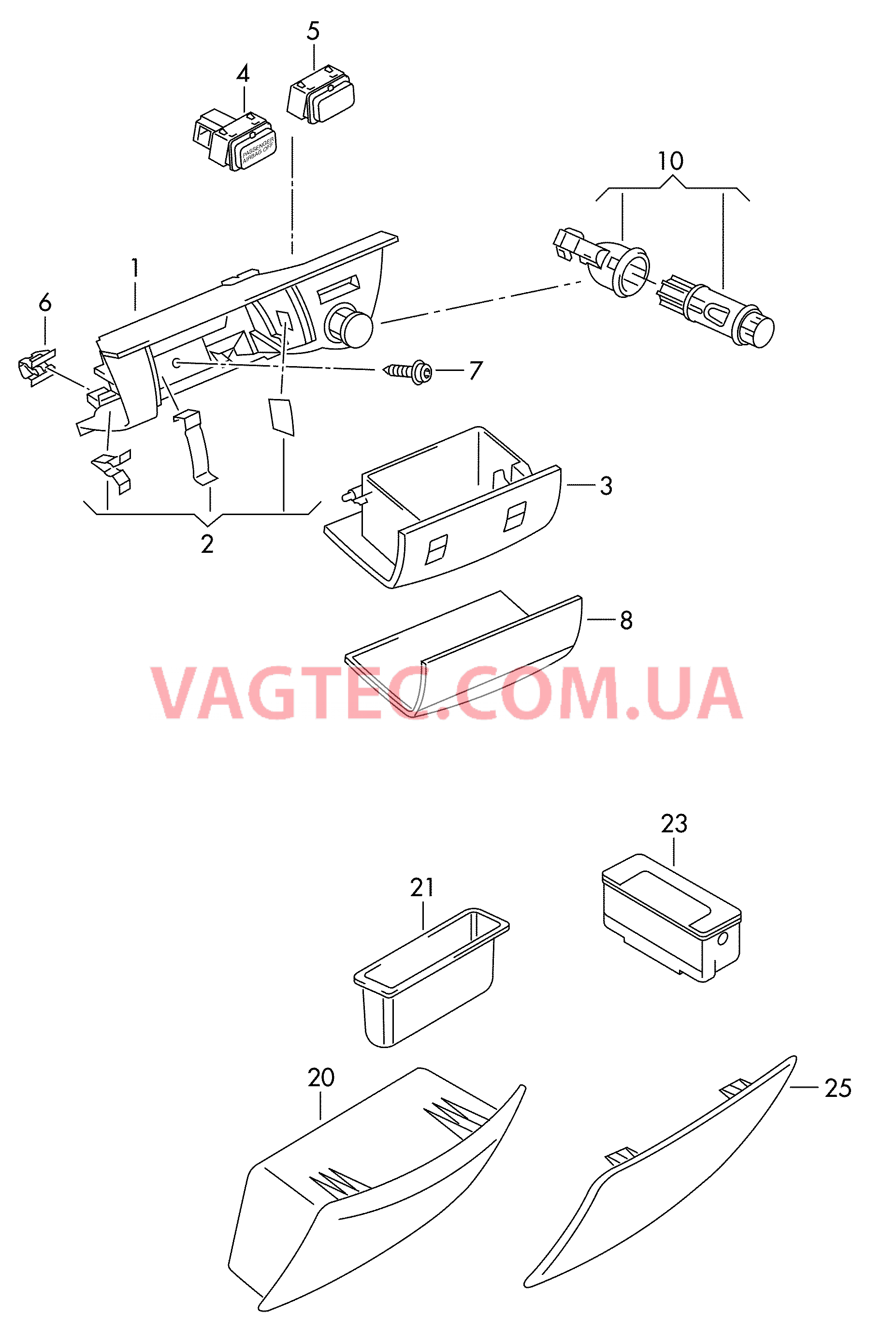 Пепельница  для VOLKSWAGEN Caddy 2004