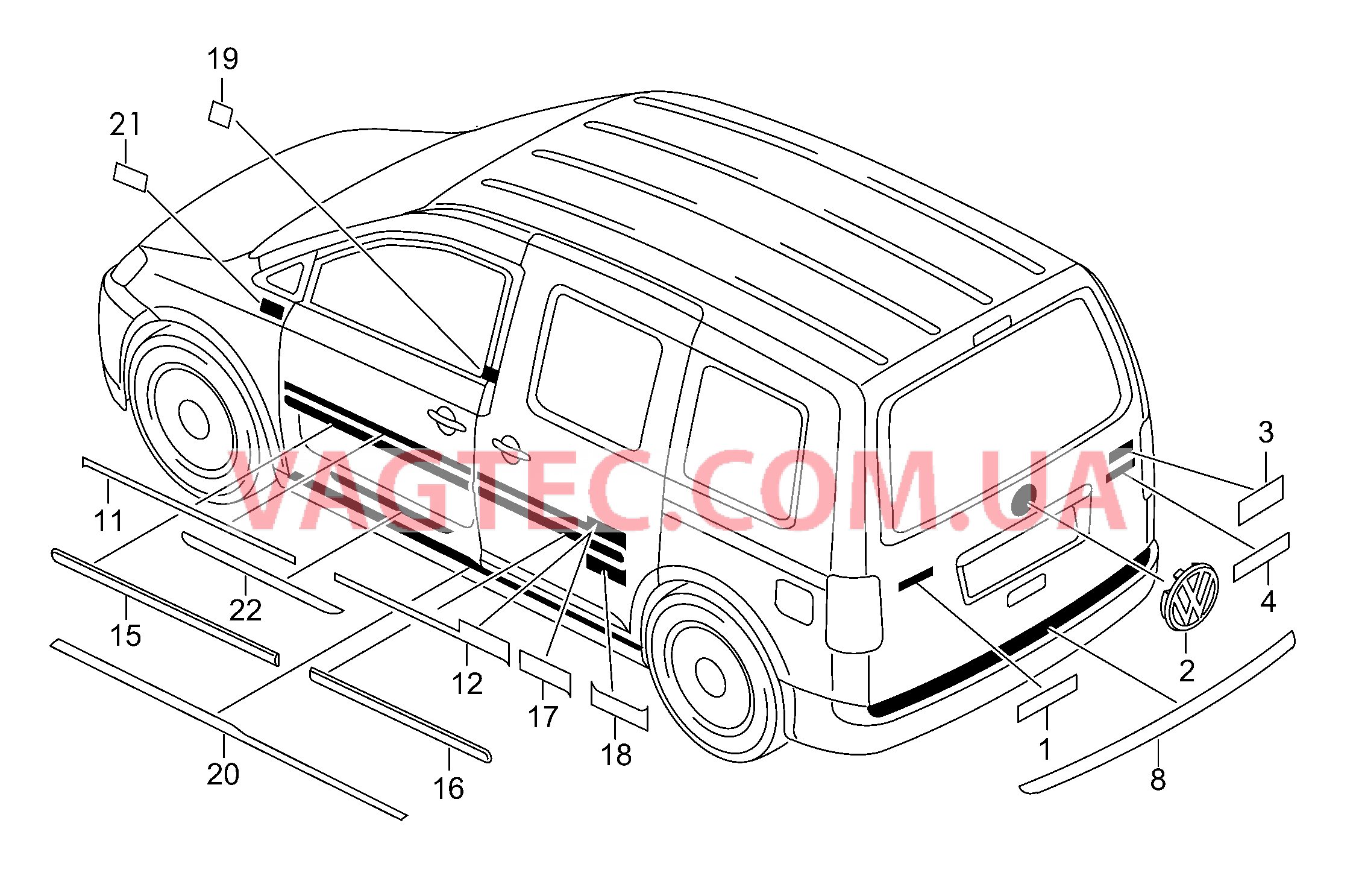 Надписи Надписи Накладка порога (самоклеящ.)  для VOLKSWAGEN Caddy 2011-1