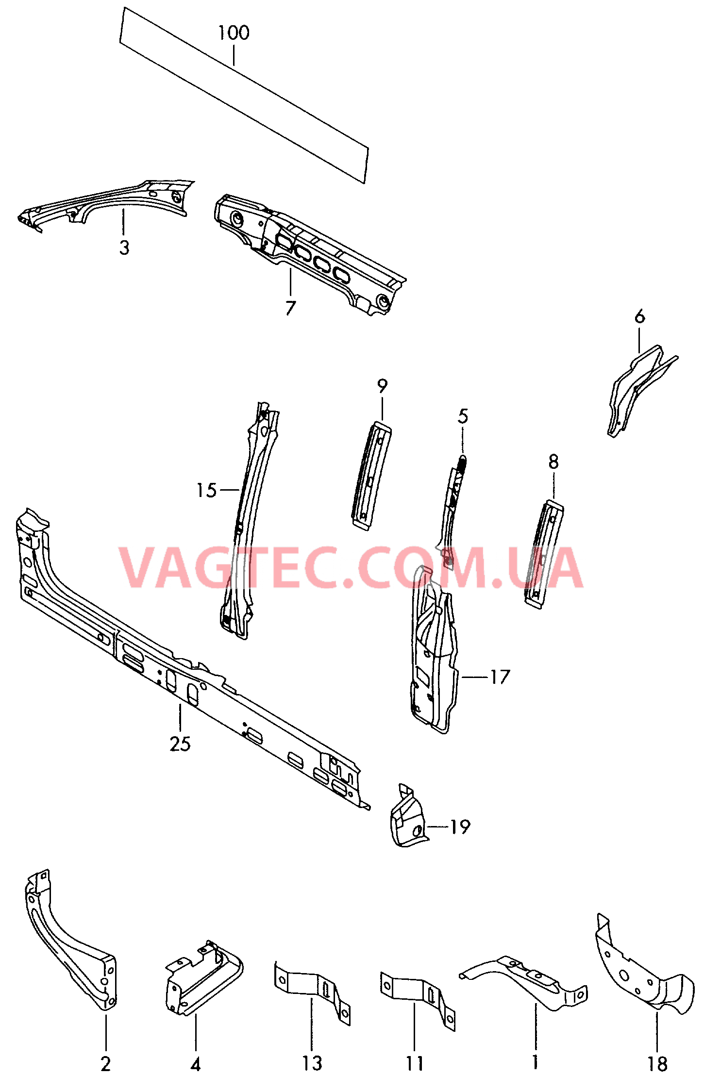 Усилитель боковины  F 2K-8-042 500>> для VOLKSWAGEN Caddy 2006