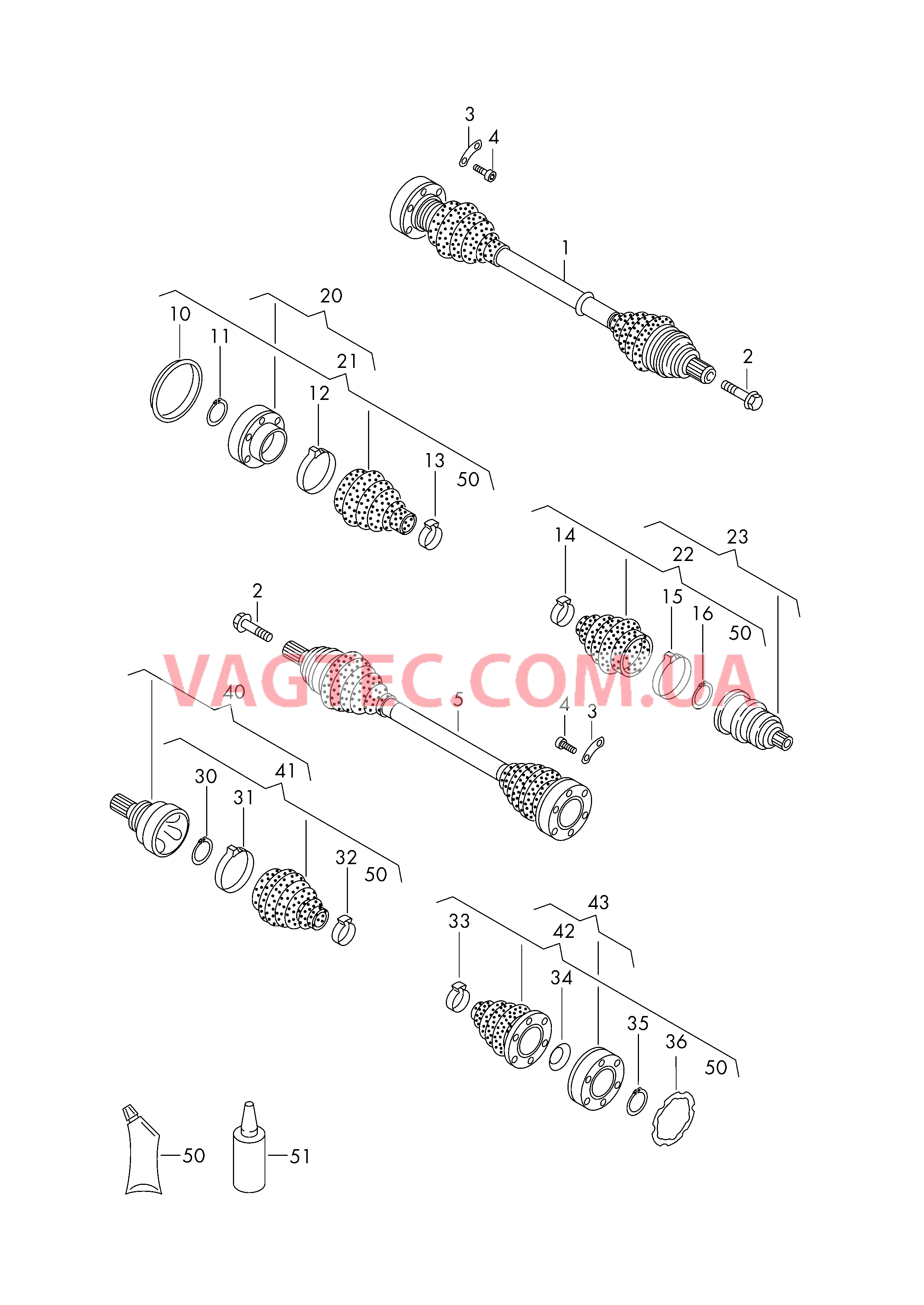 Приводной вал для 5-ступ. механической КП для а/м в спец.комплектации  для VOLKSWAGEN Caddy 2011-1
