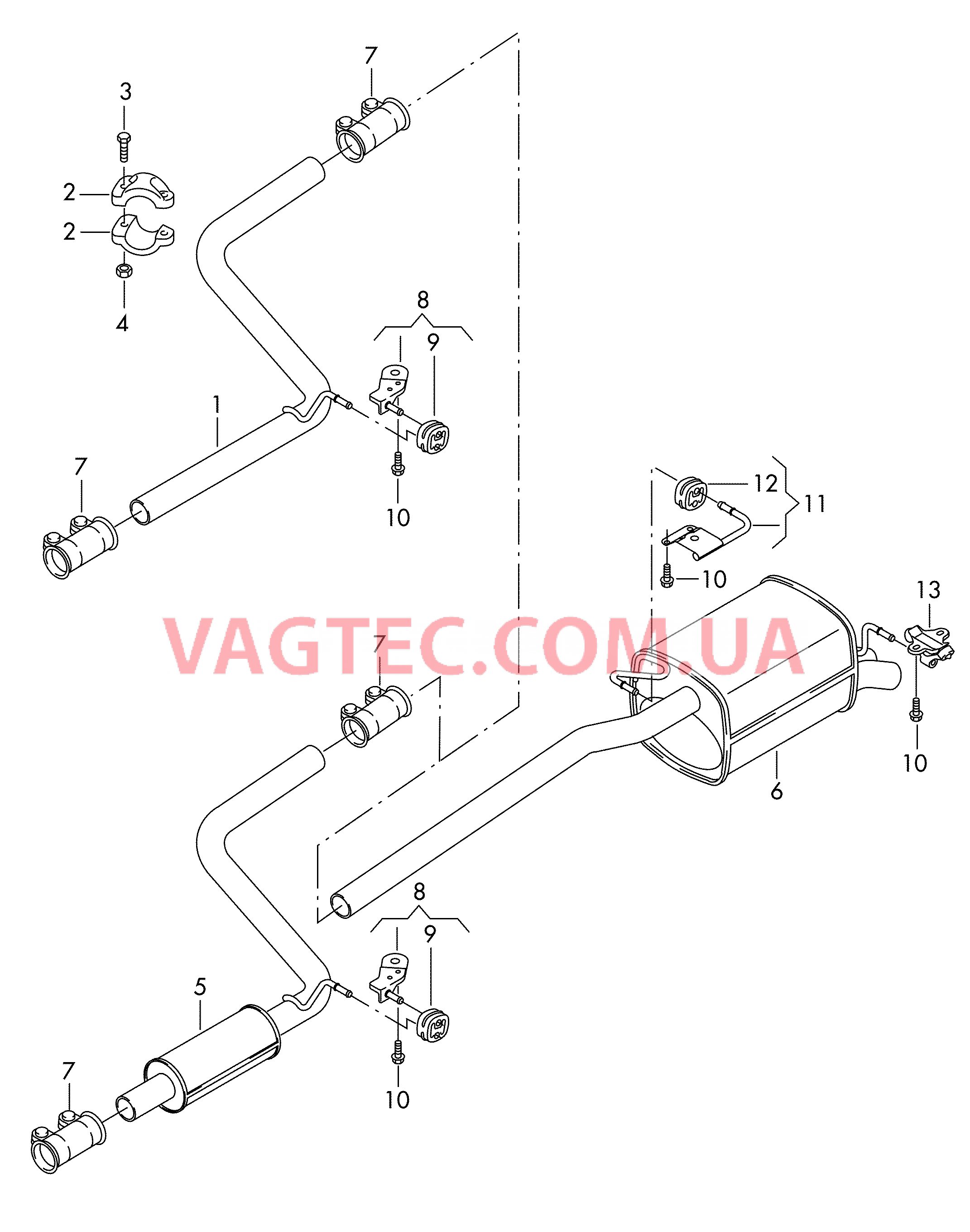 Передний глушитель Задний глушитель  для VOLKSWAGEN Caddy 2007