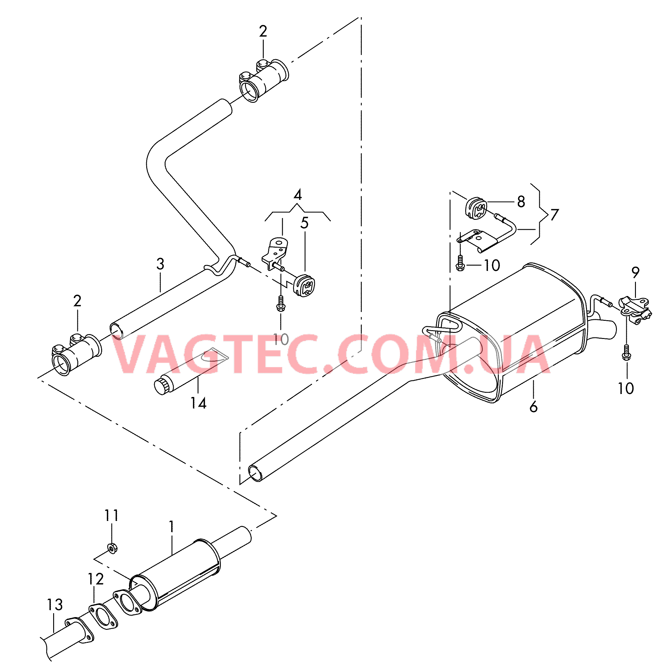 Передний глушитель Задний глушитель  для VOLKSWAGEN Caddy 2011-1