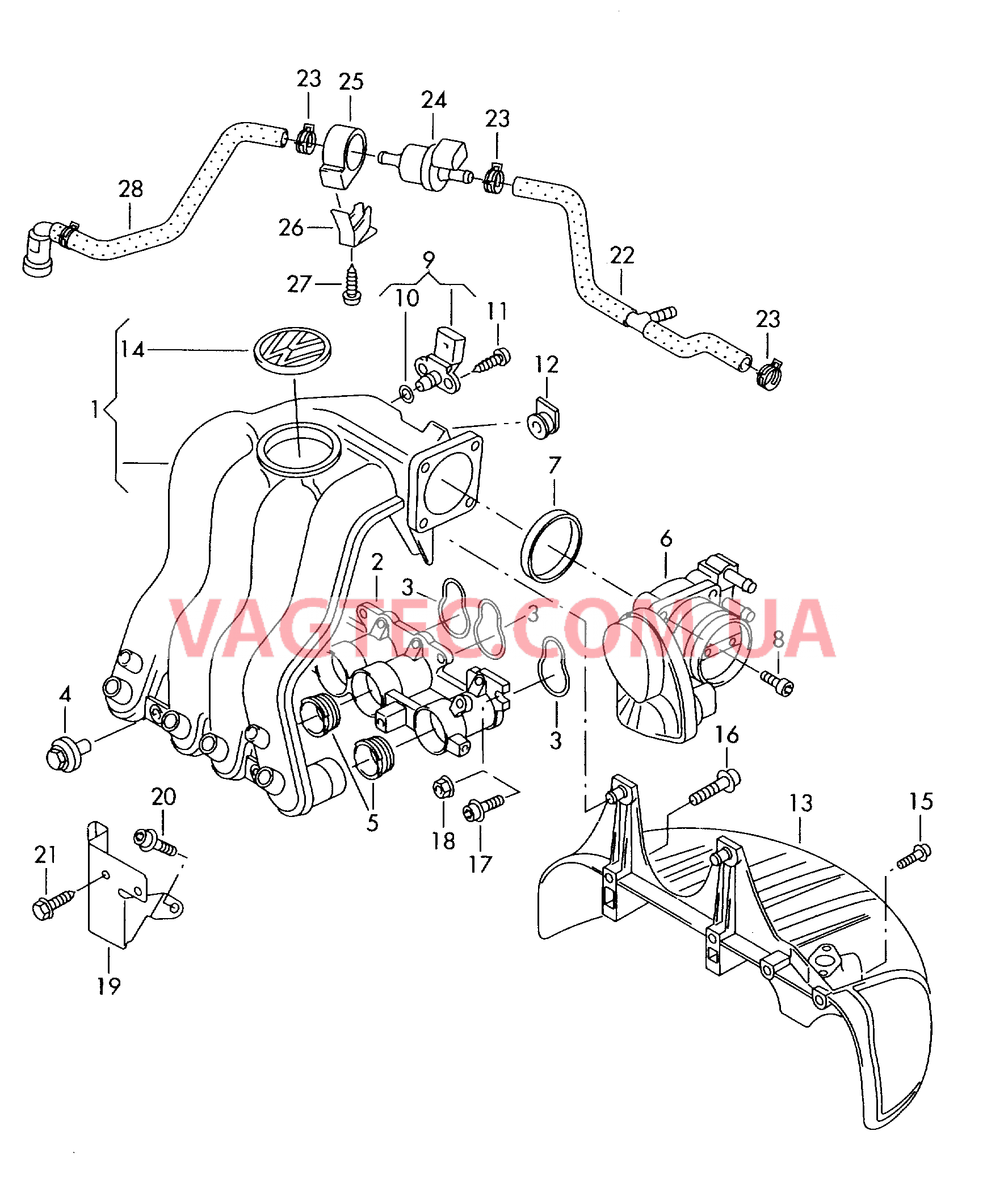 Cистема впуска воздуха Cистема улавл. паров топлива  для VOLKSWAGEN Touran 2006