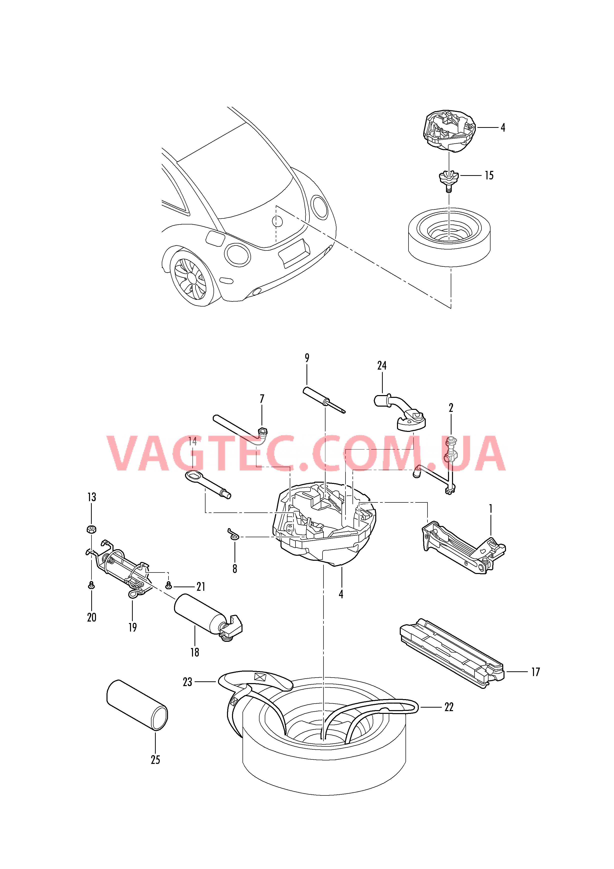 Домкрат автомобильный Инструменты Огнетушители Аптечка  для VOLKSWAGEN Beetle 2007