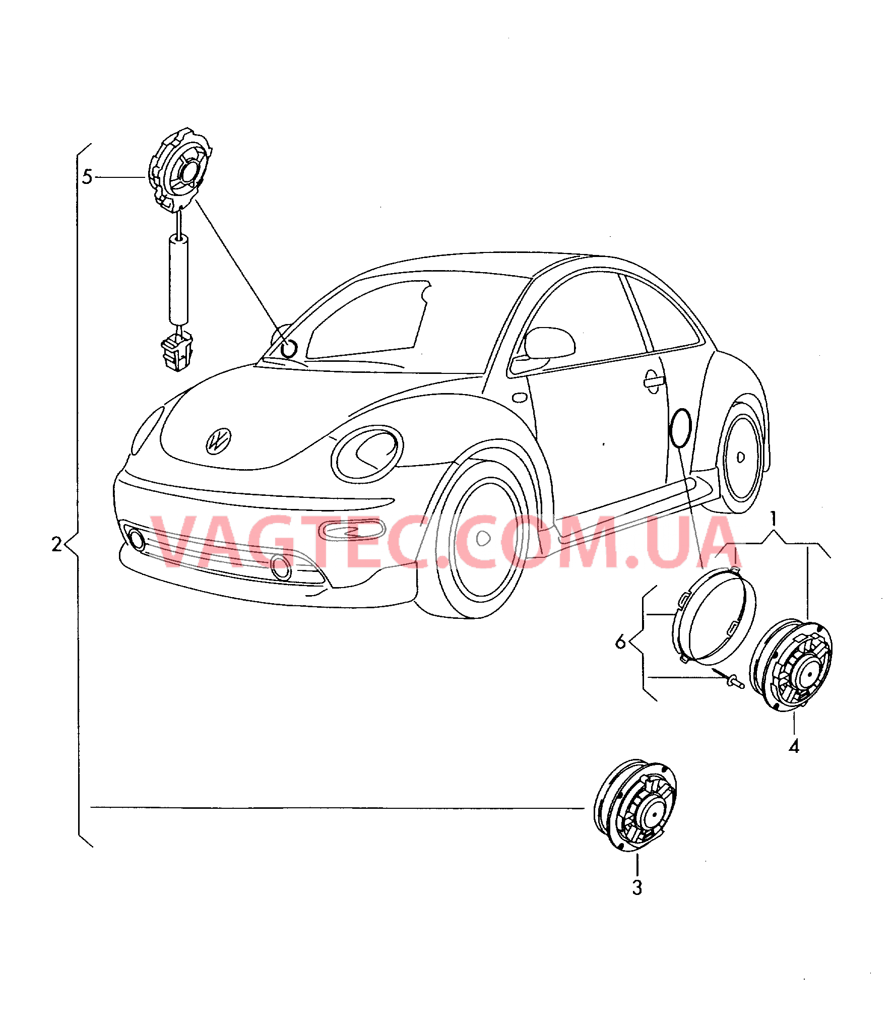 Оригинальные аксессуары 1 комплект громкоговорителей   для VOLKSWAGEN Beetle 2006