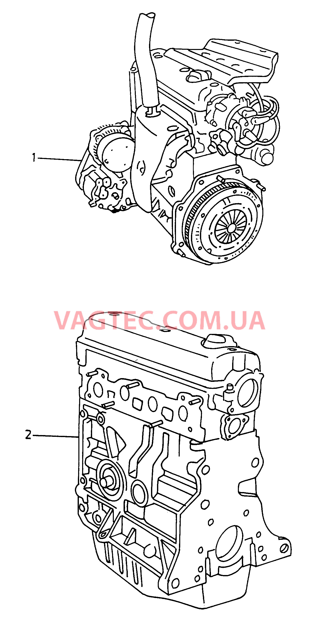 Двигатель с ГБЦ  для VOLKSWAGEN Caddy 2000-1