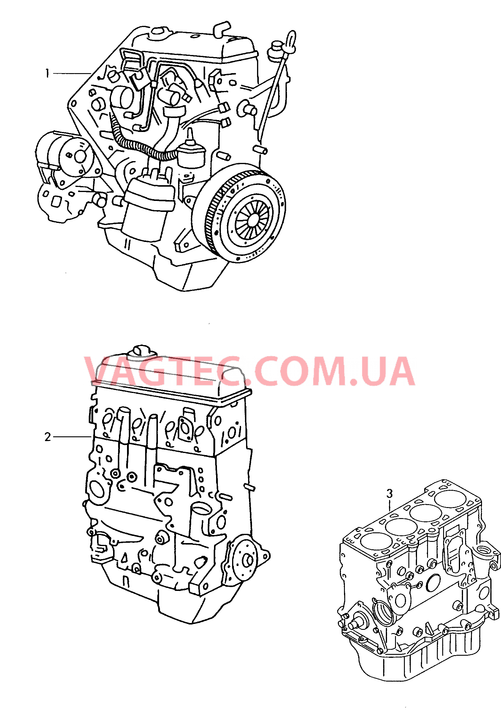 Двигатель с ГБЦ Блок цилиндров в сборе  для VOLKSWAGEN Caddy 2000-1