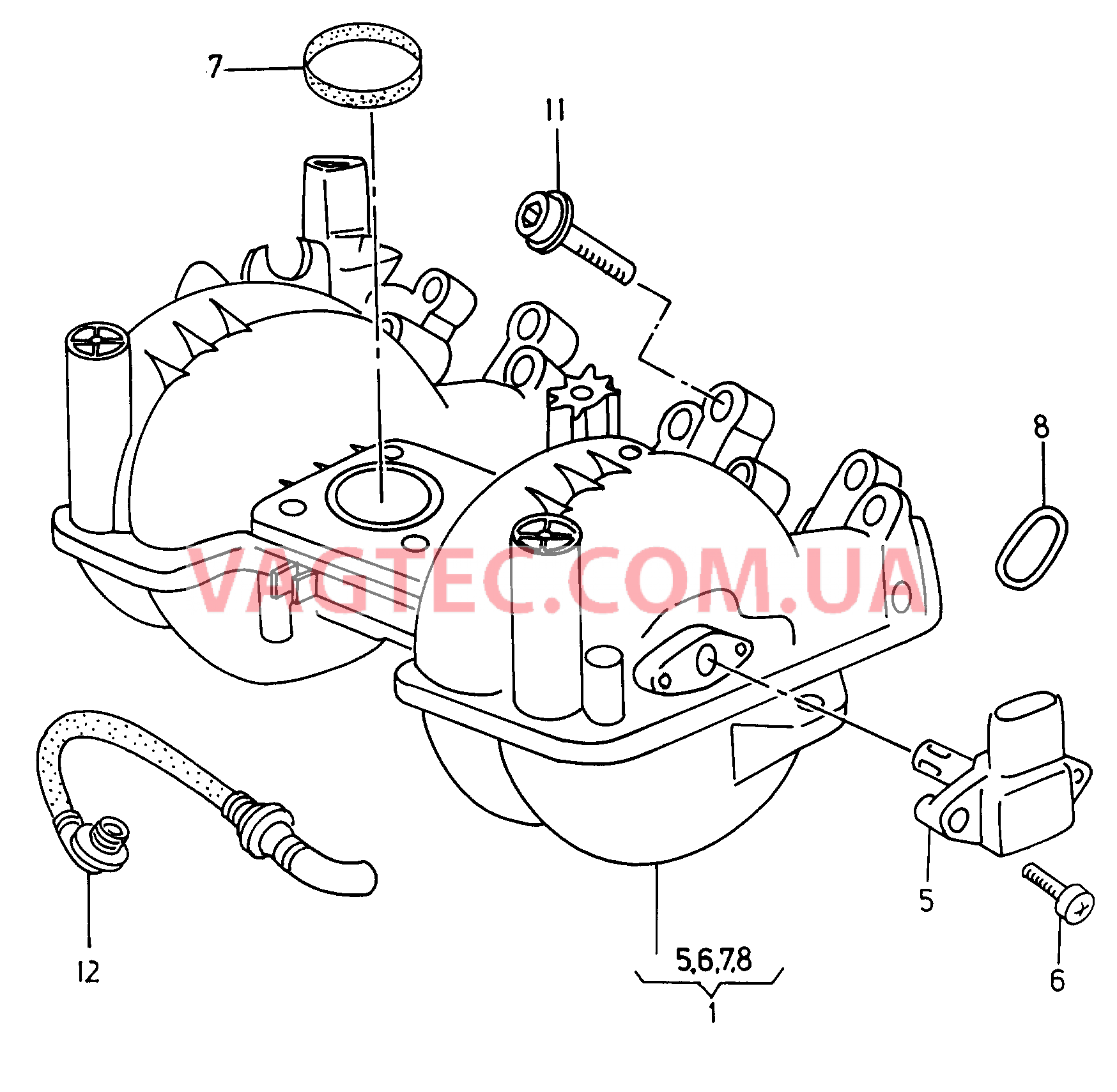 Патрубок впускного тракта  для VOLKSWAGEN Caddy 2001-1