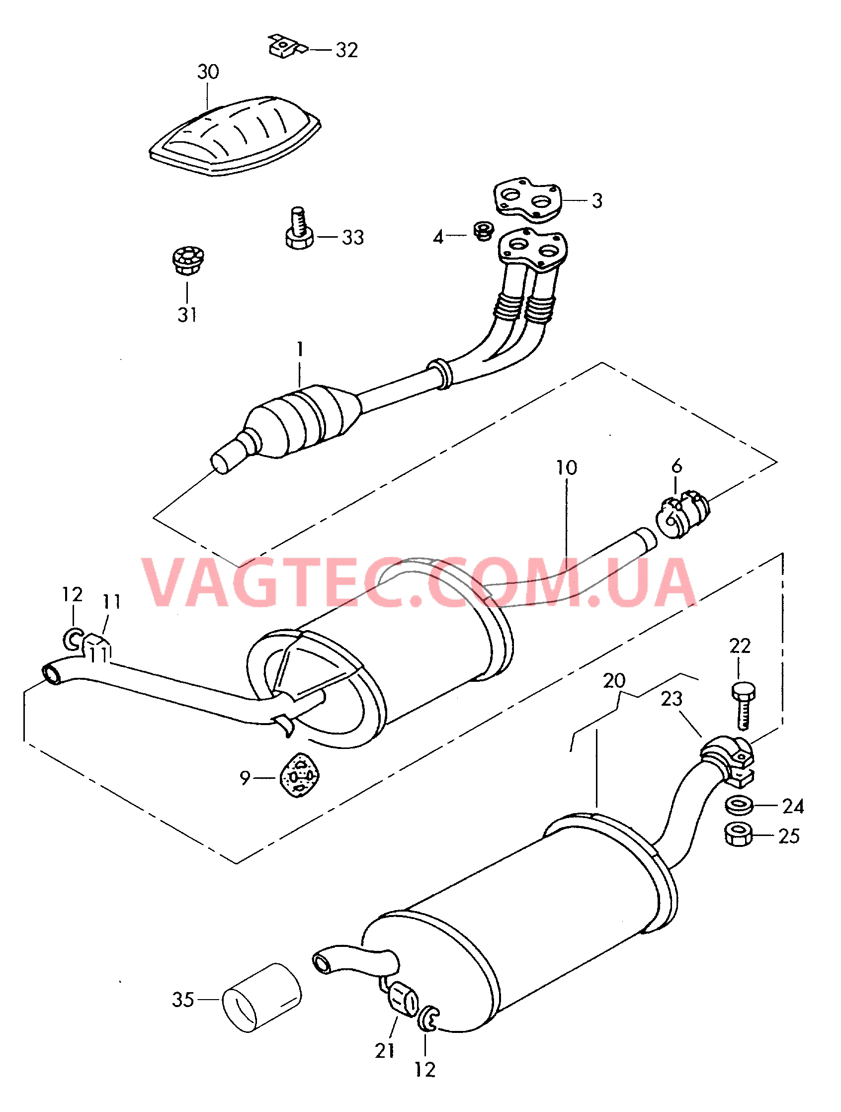 Выпускная труба Глушитель Нейтрализатор  для VOLKSWAGEN Caddy 2001-1