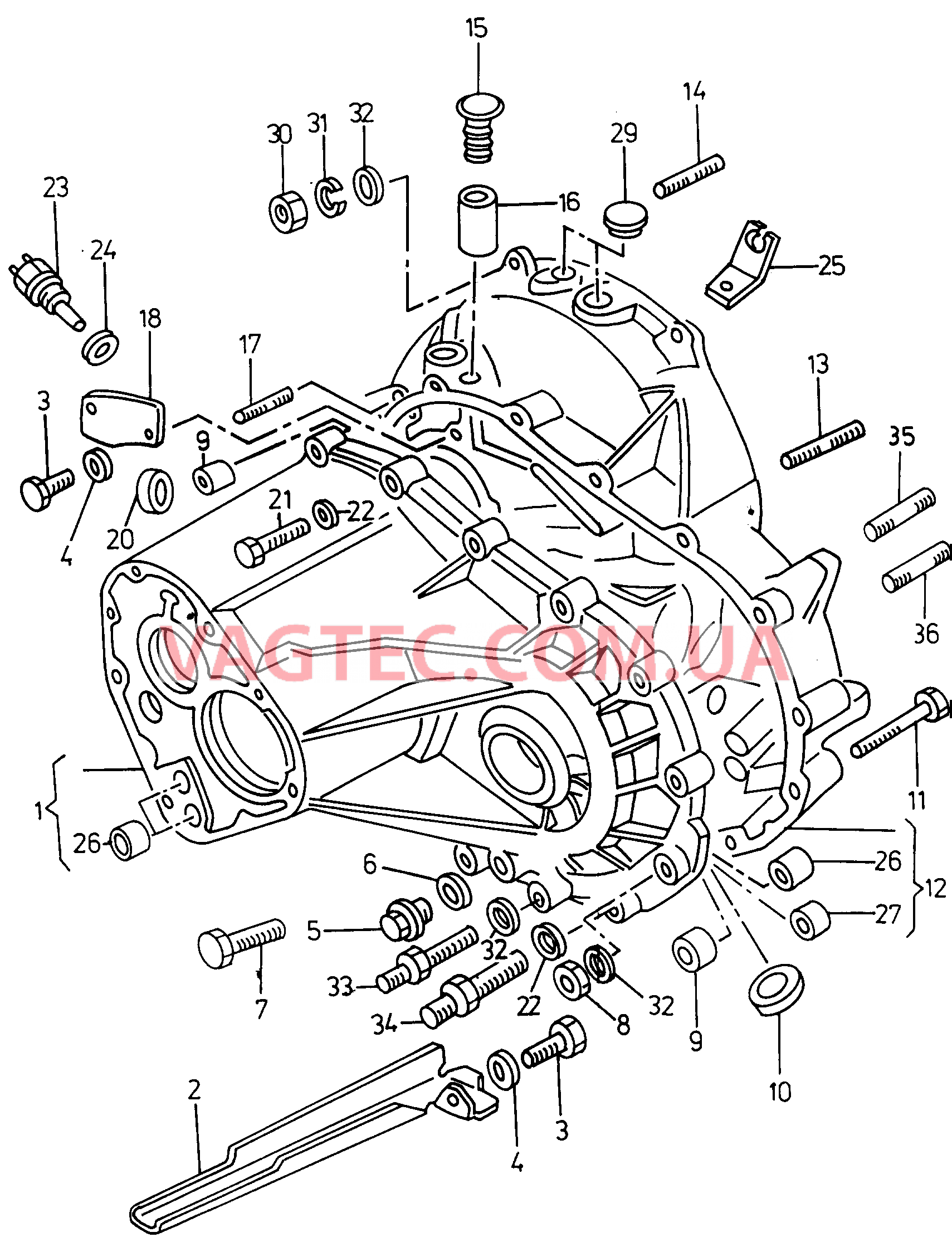 Картер коробки передач  F 9U-V-004 007>> для VOLKSWAGEN Caddy 2001-1