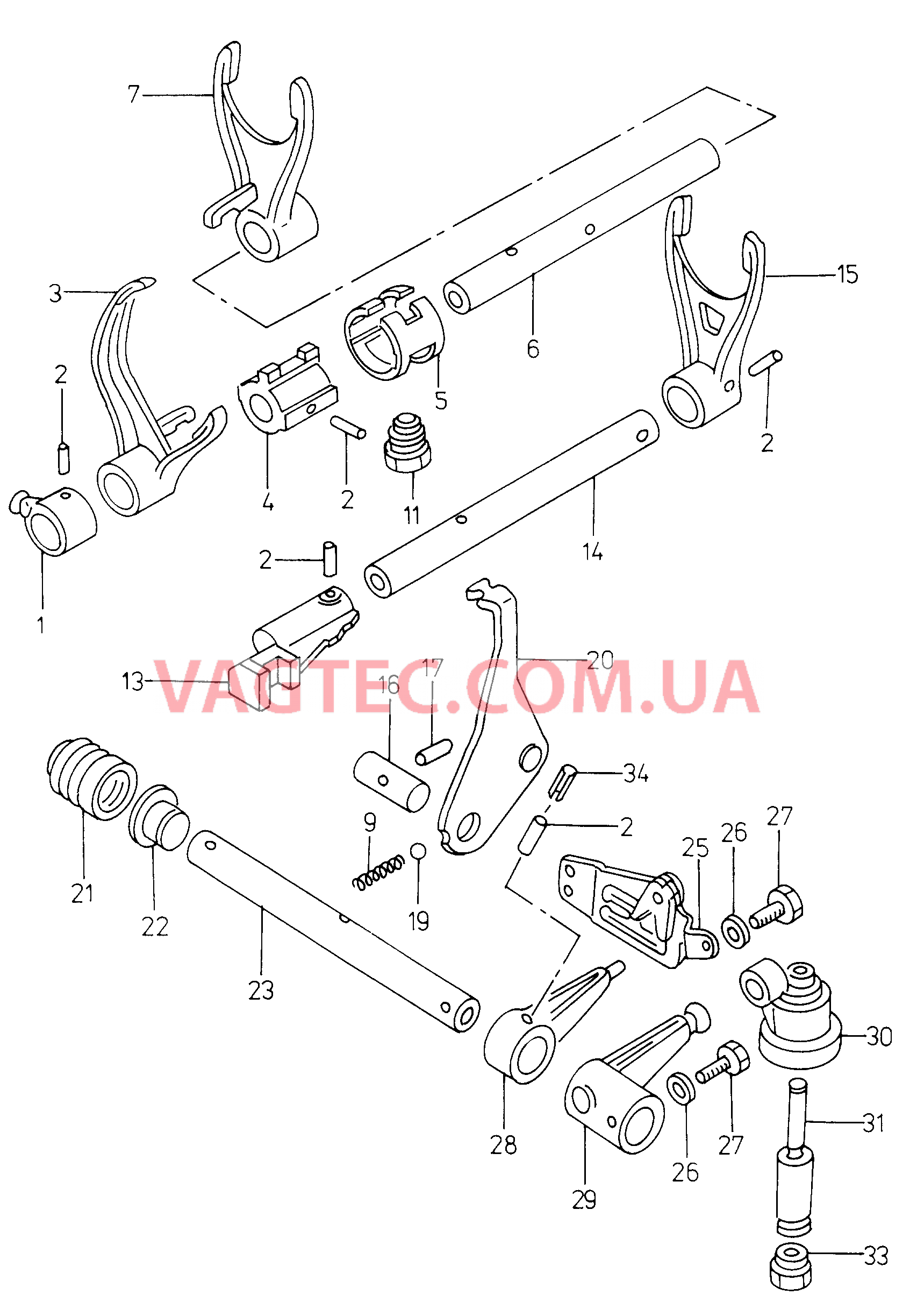 Вал управления перекл. передач Вилка включения  для VOLKSWAGEN Caddy 2001-1