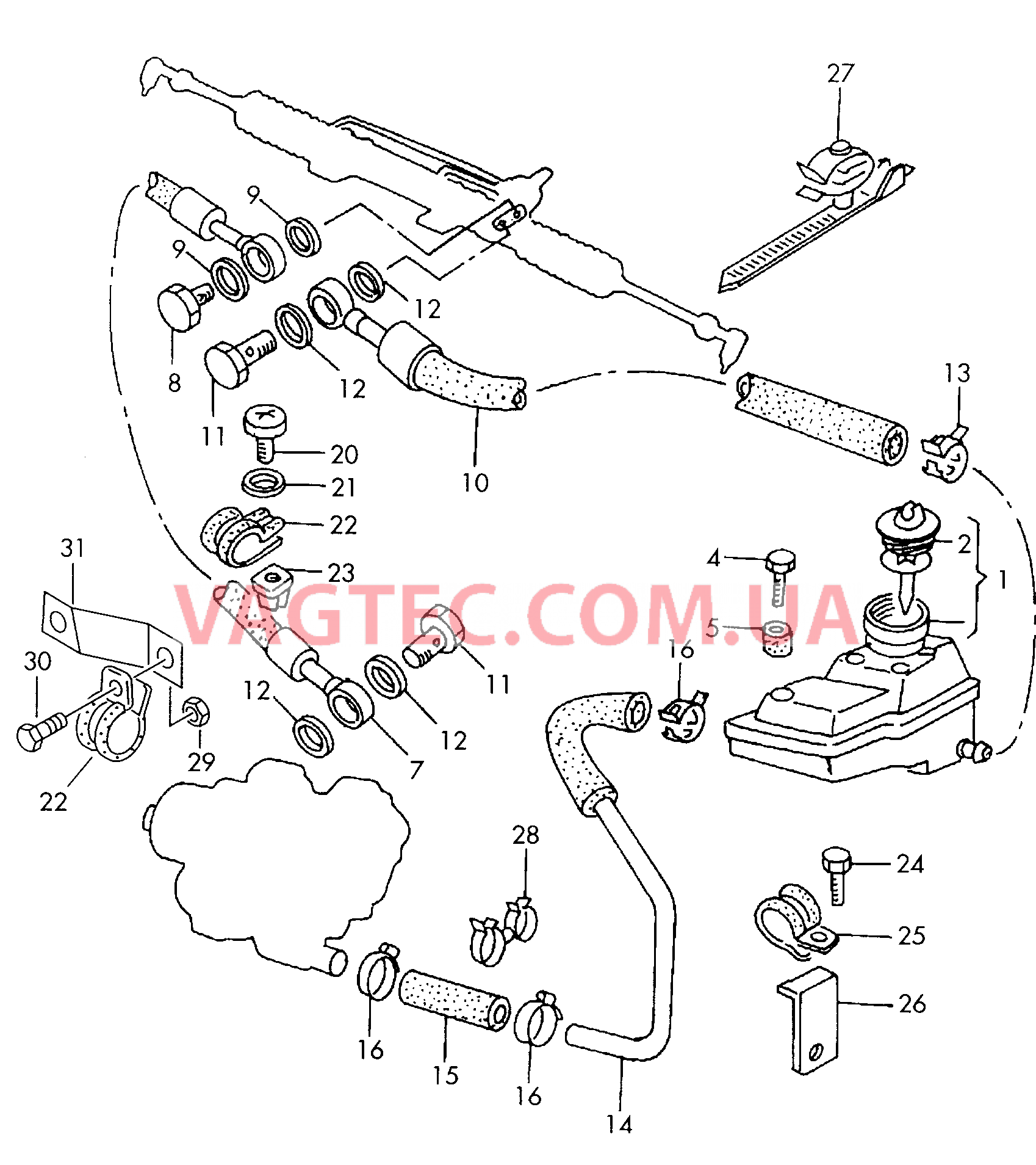 Масляный бачок с соединительными деталями, шлангами  для VOLKSWAGEN Caddy 2001-1