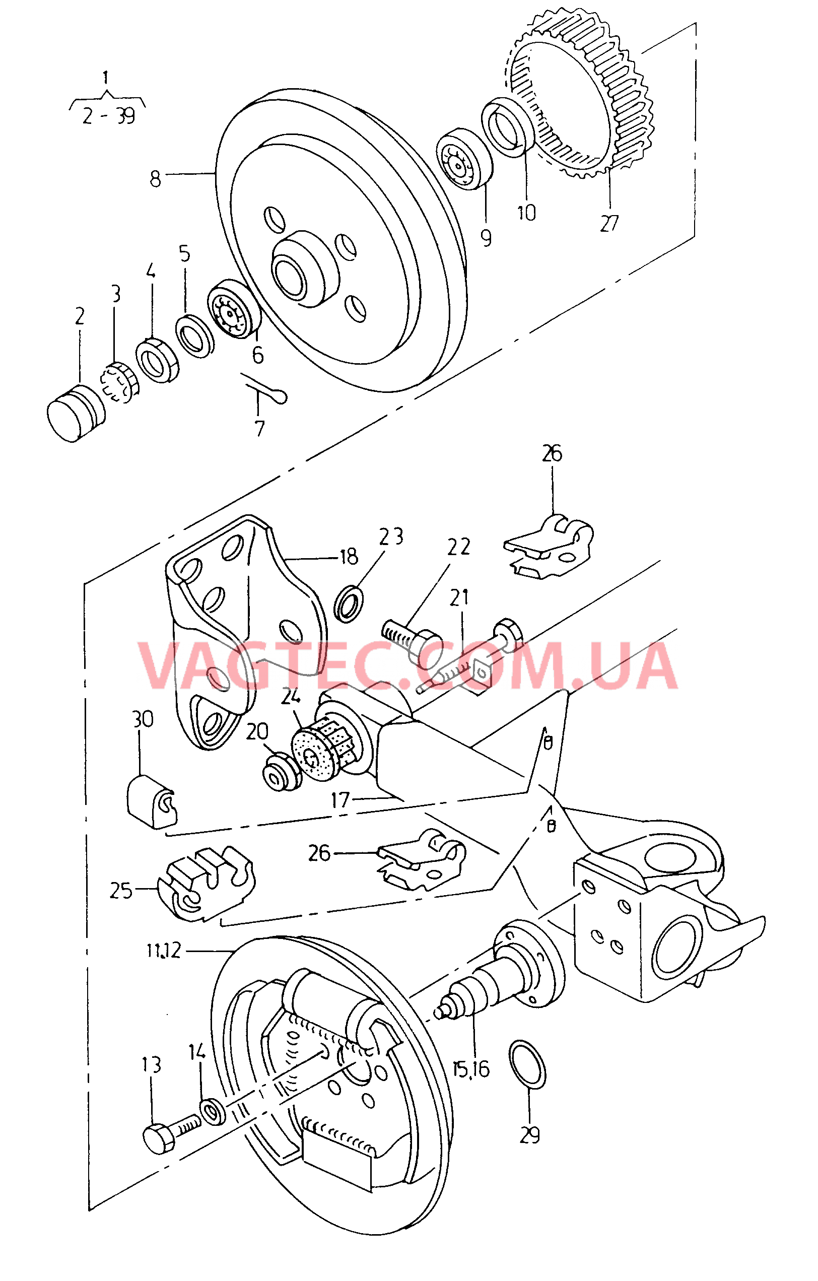 Балка заднего моста с деталями  для VOLKSWAGEN Caddy 2000-1