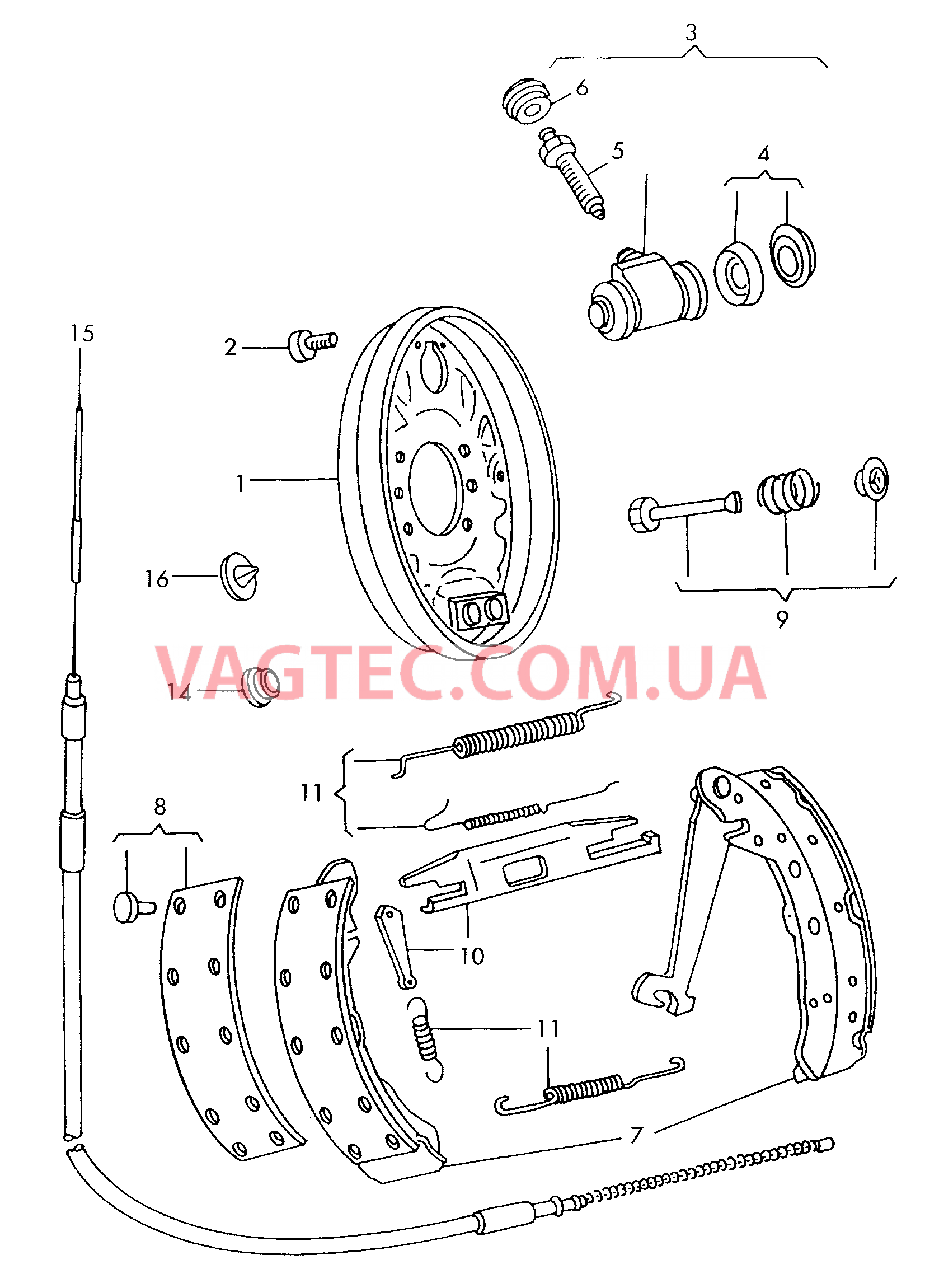 Барабанные тормоза  для VOLKSWAGEN Caddy 2000-1