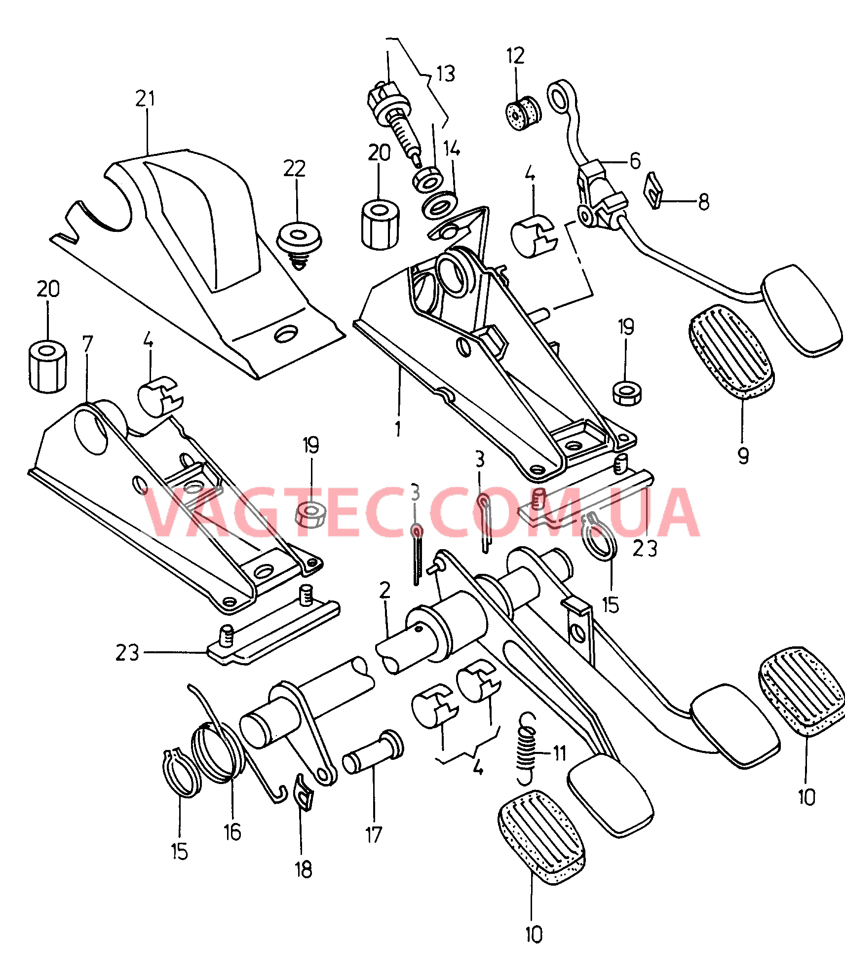 Педальный механизм привода тормозного механизма и сцепления  Педаль акселератора  для VOLKSWAGEN Caddy 2000-1