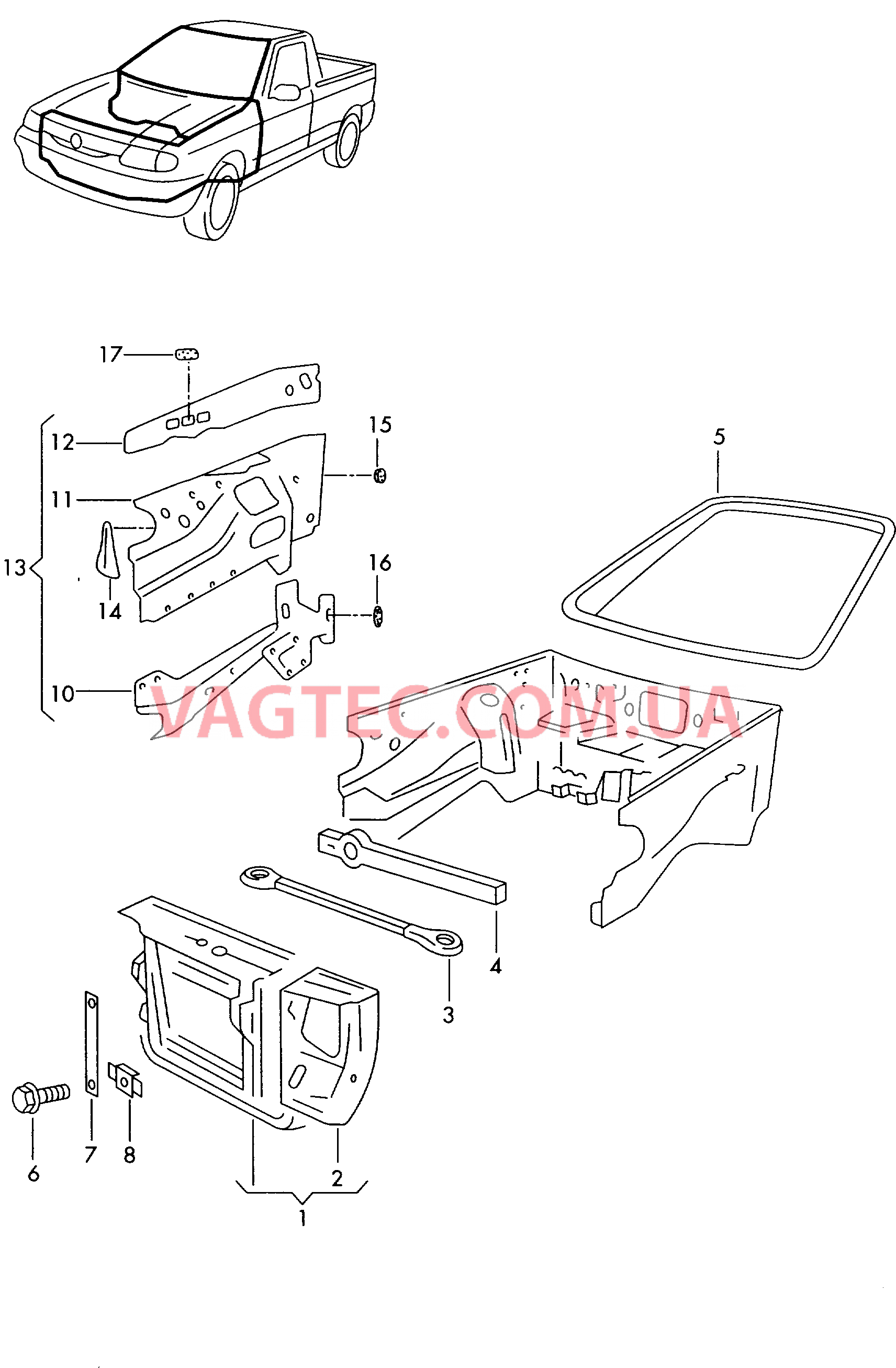 Передняя часть кузова  для VOLKSWAGEN Caddy 2001-1