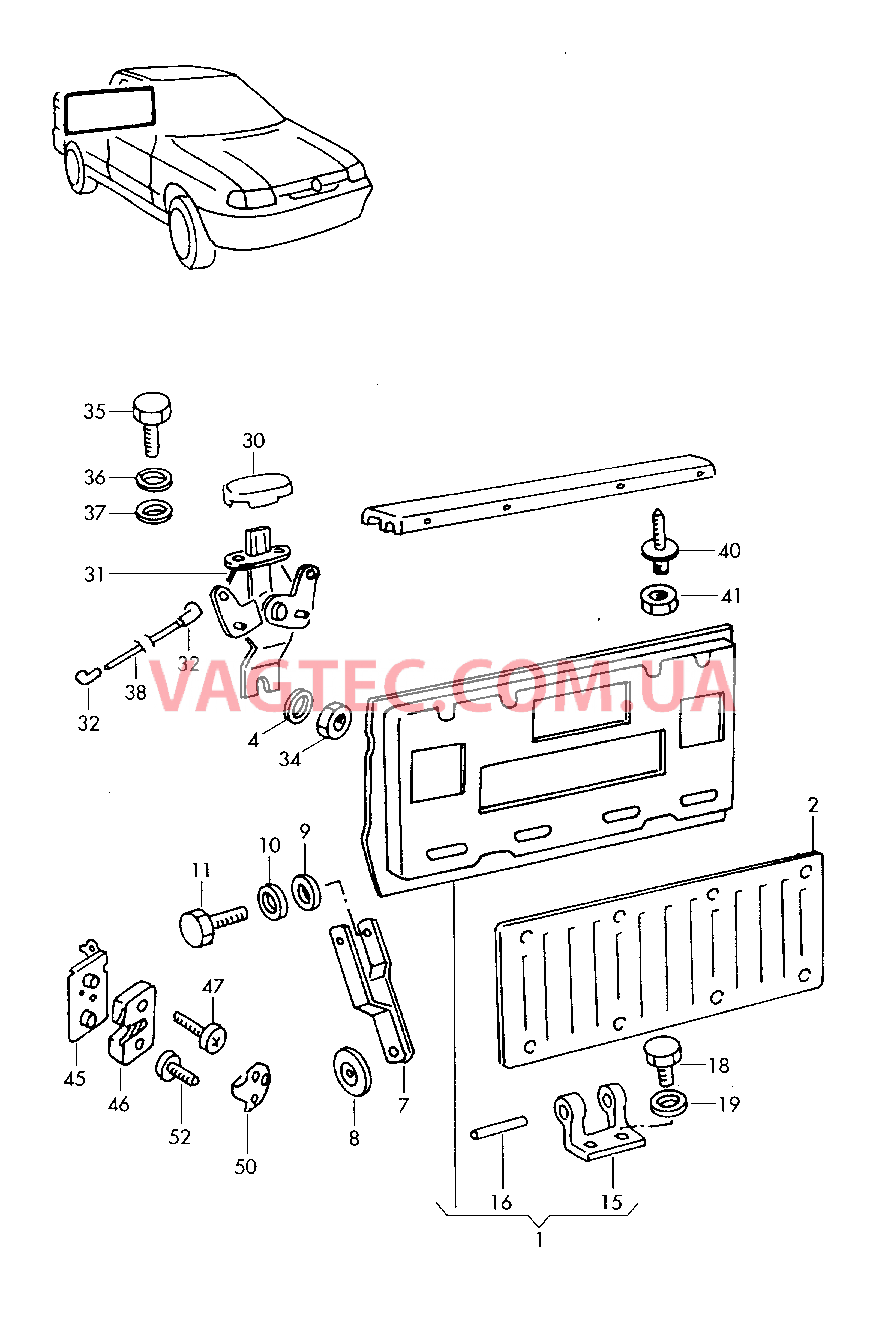 Крышка багажного отсека  для VOLKSWAGEN Caddy 2001-1