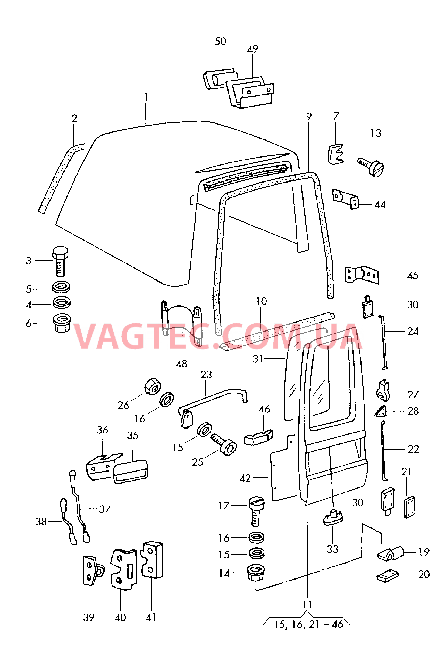 Жесткая цельносъемная крыша  F             >> 9U-V-000 916* для VOLKSWAGEN Caddy 2000-1