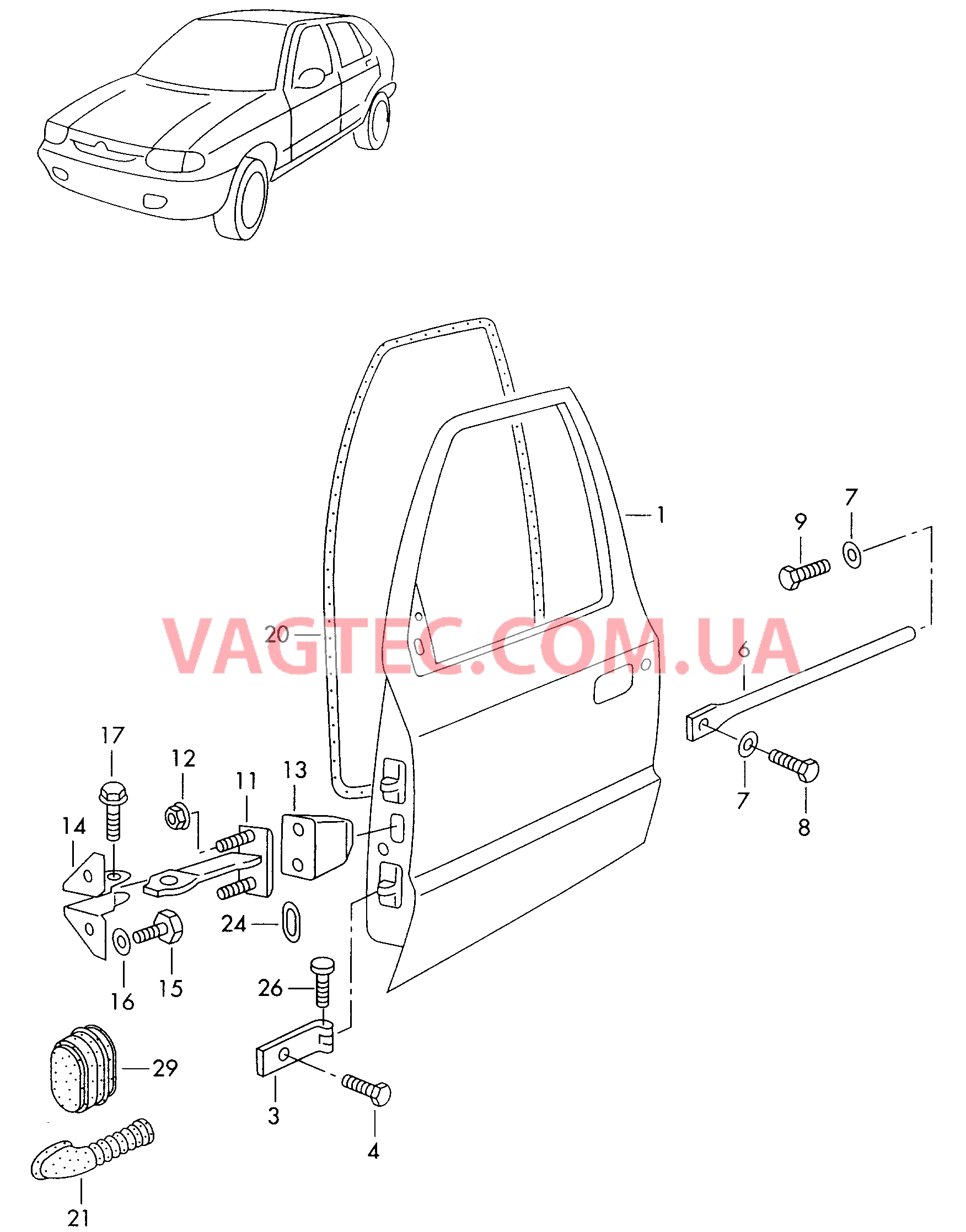 Дверь  для VOLKSWAGEN Caddy 2001-1