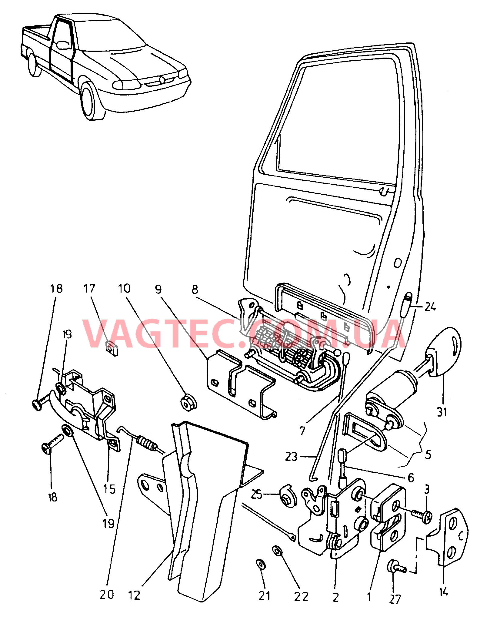 Замок двери  для VOLKSWAGEN Caddy 2001-1