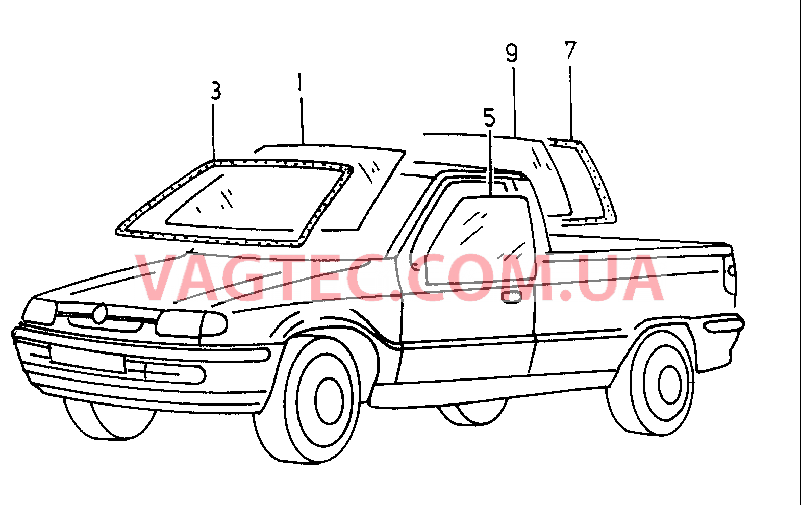 Стёкла  для VOLKSWAGEN Caddy 2000-1