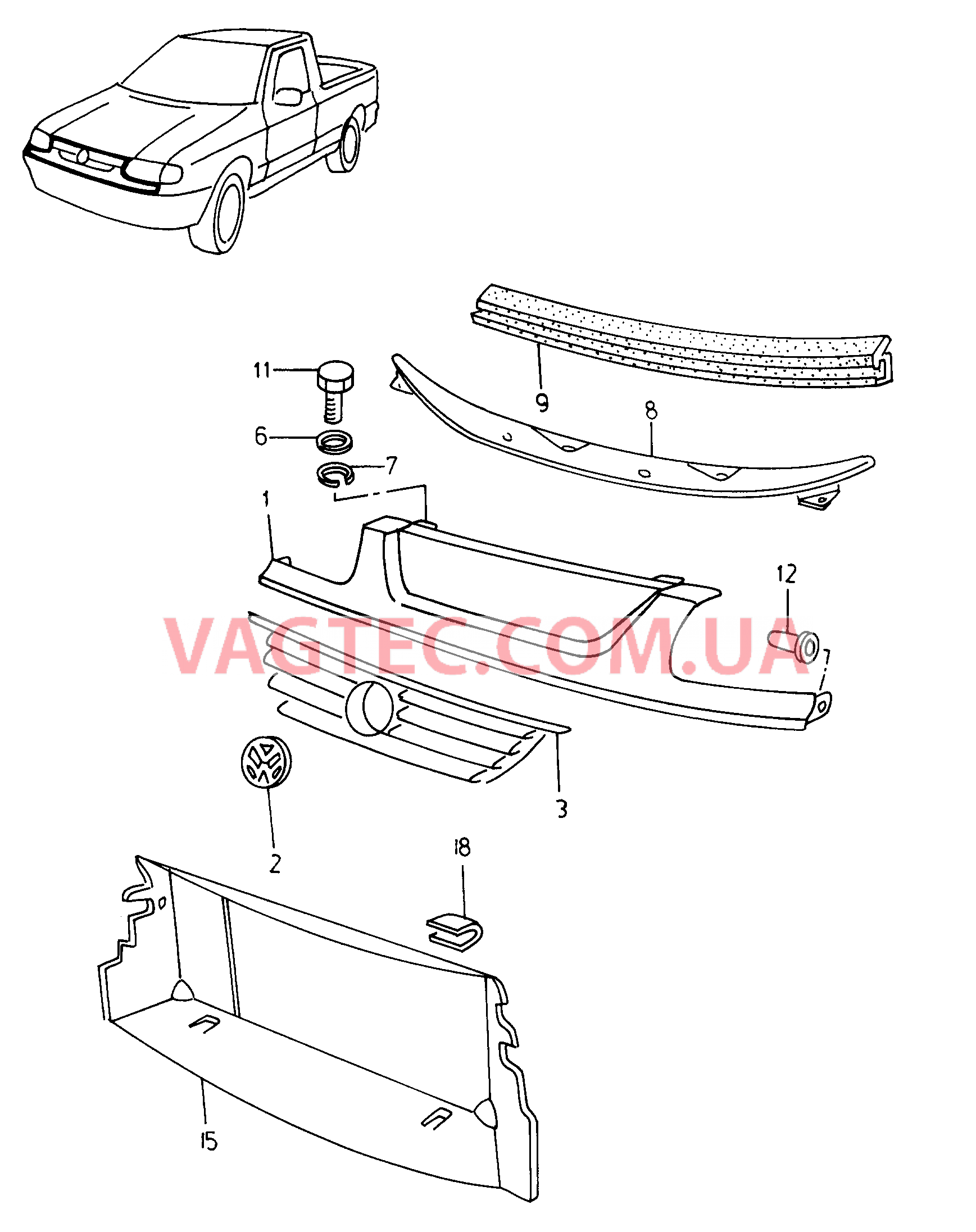 Решётка радиатора  для VOLKSWAGEN Caddy 2000-1