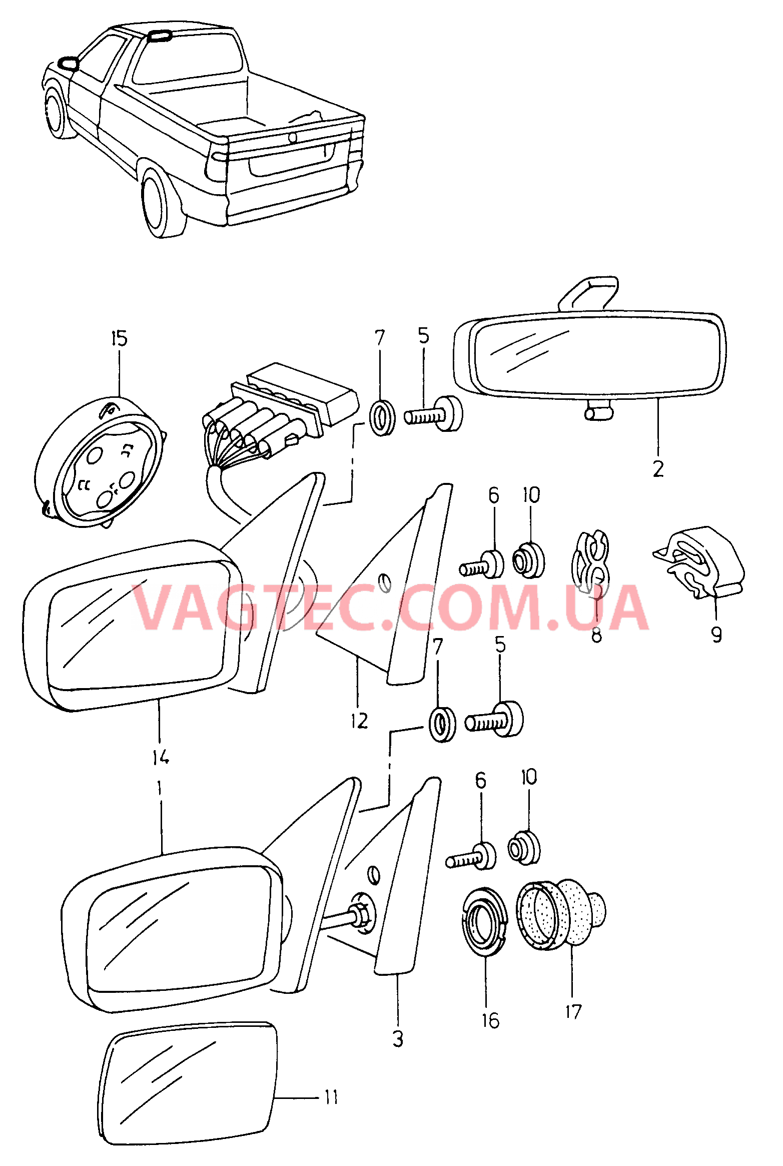 Наружные зеркала  для VOLKSWAGEN Caddy 2001-1