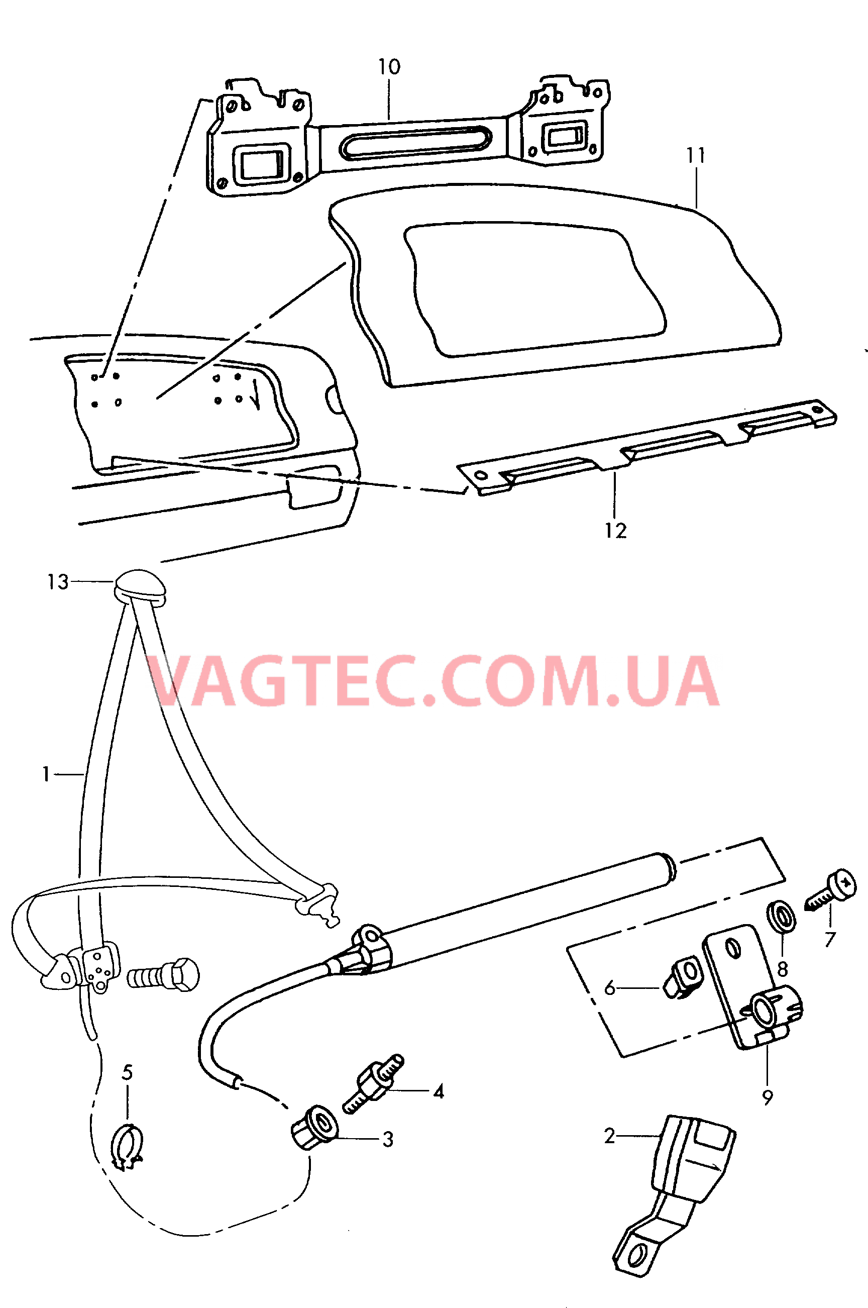 Накладка для а/м с подушкой безопасн. Трехточеч. ремень безоп. с автомат. катушкой и преднатяжит.  для VOLKSWAGEN Caddy 2000-1