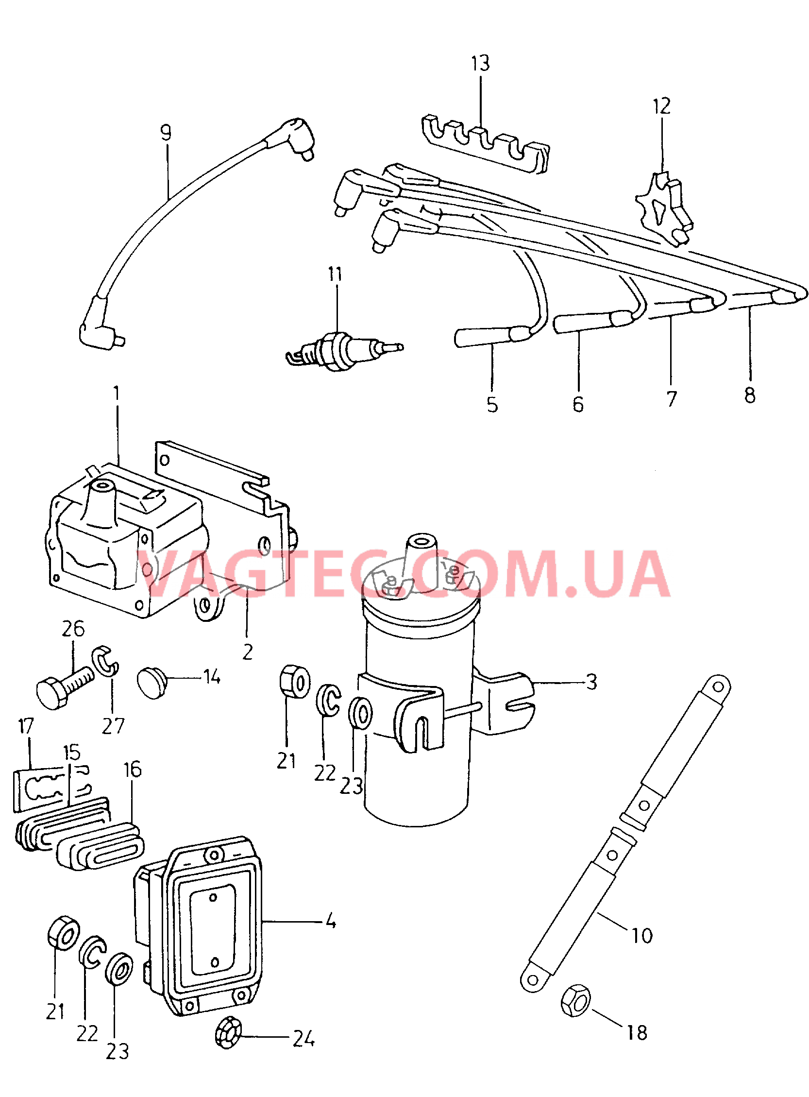 Провод высокого напряжения Катушка зажигания Cвеча зажигания Cвеча накаливания  для VOLKSWAGEN Caddy 2000-1