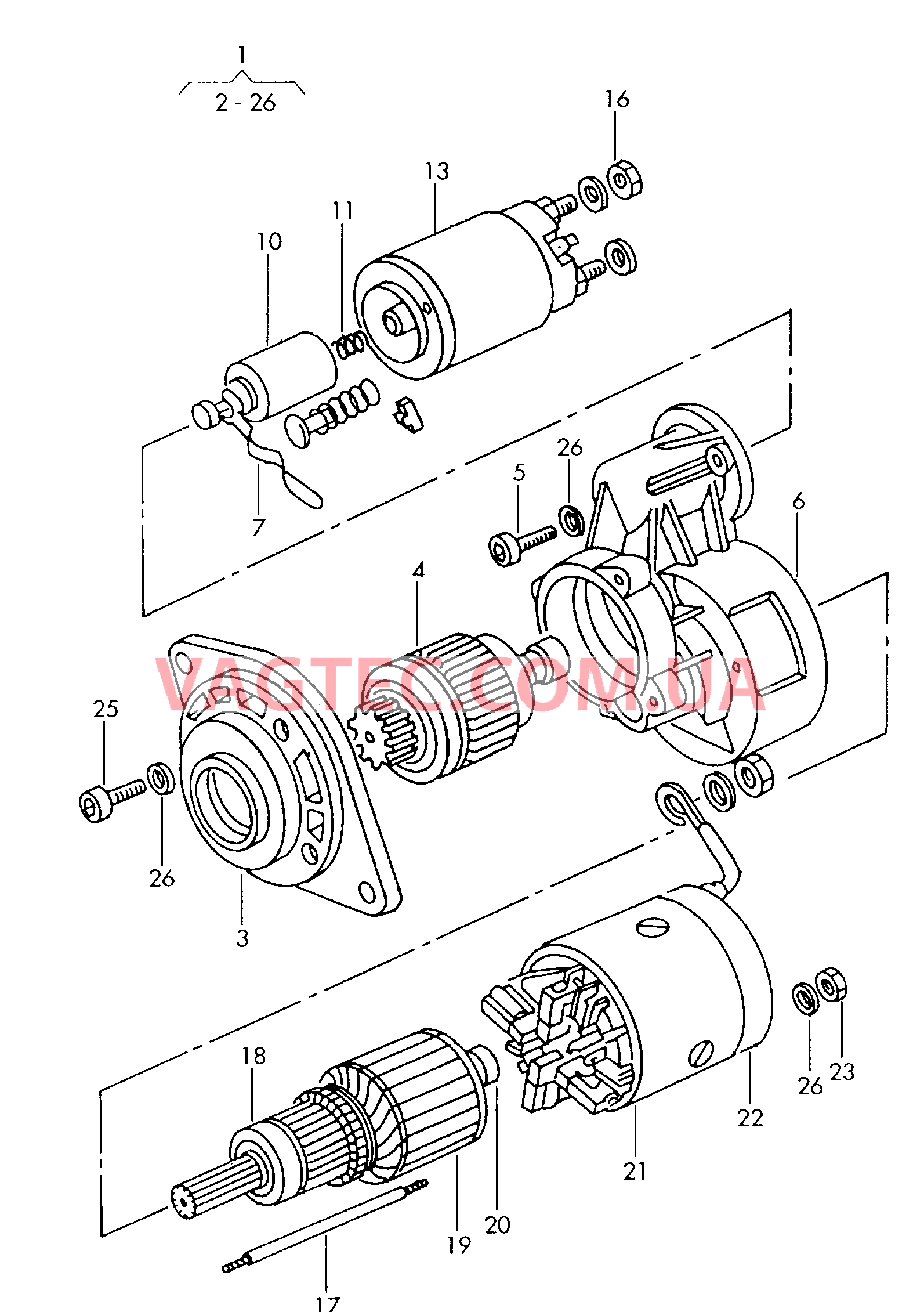 Cтартер и детали не в сборе  для VOLKSWAGEN Caddy 2001-1