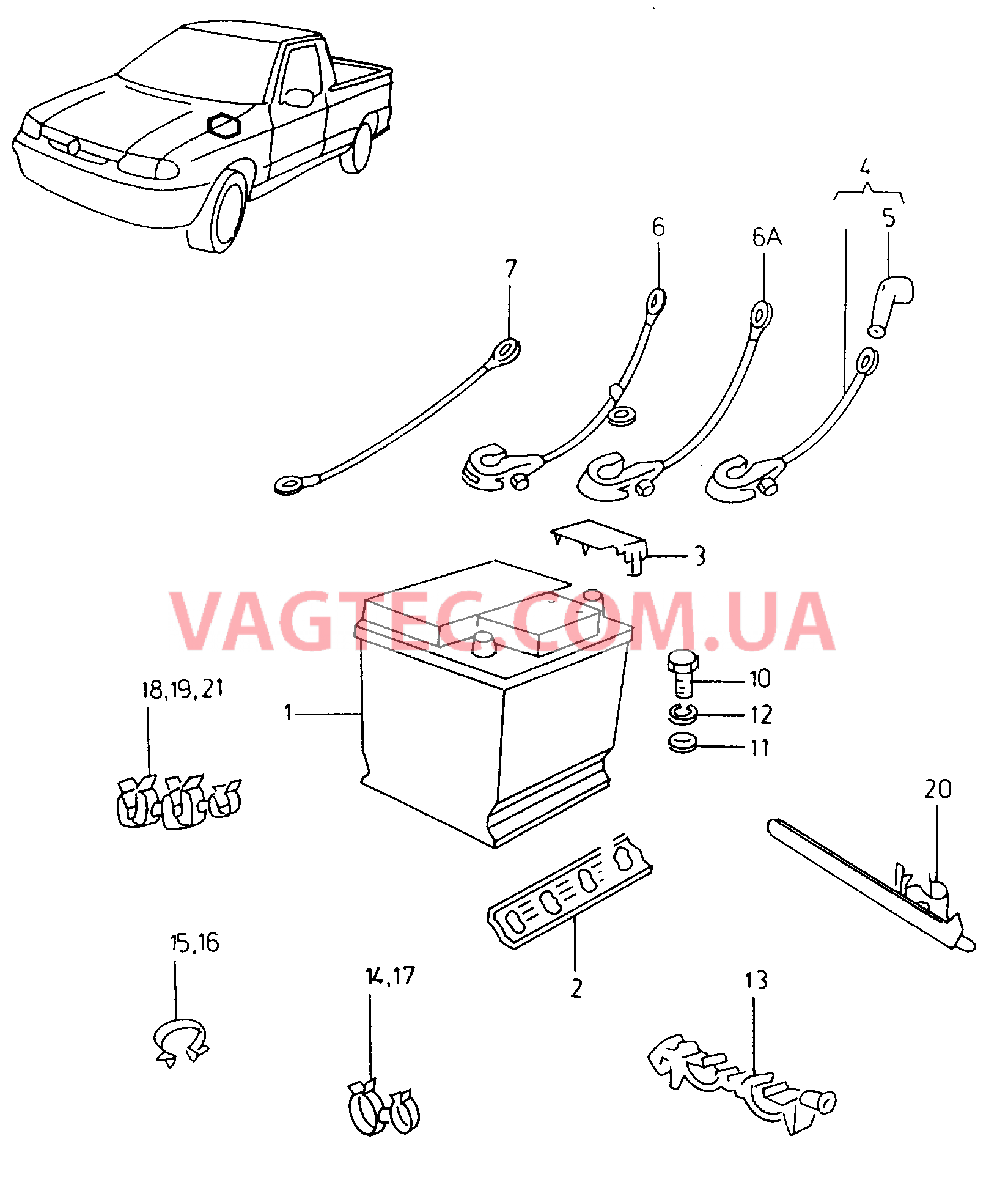 Крепление АКБ АКБ  для VOLKSWAGEN Caddy 2001-1