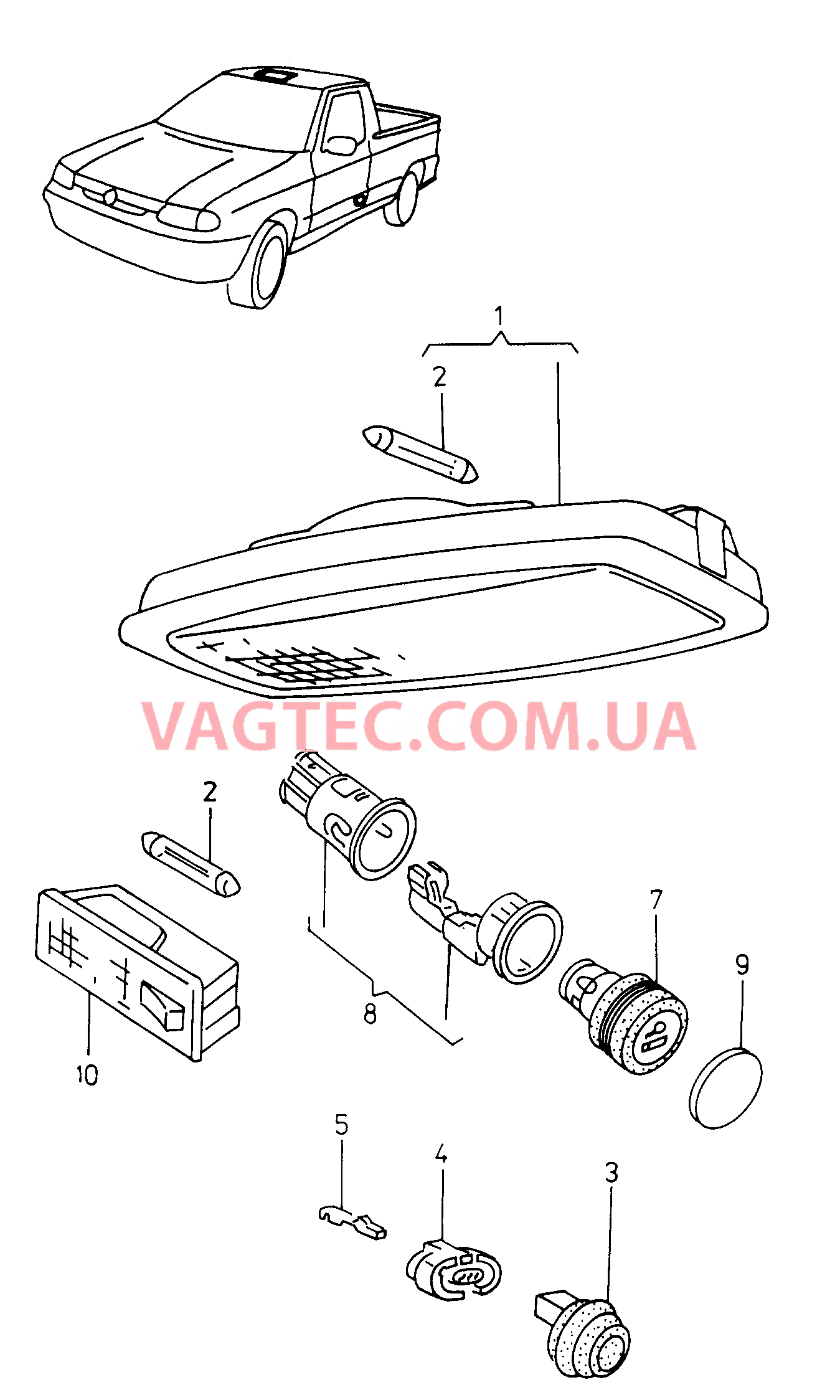 Плафон Прикуриватель Штепсельный разъем  для VOLKSWAGEN Caddy 2000-1