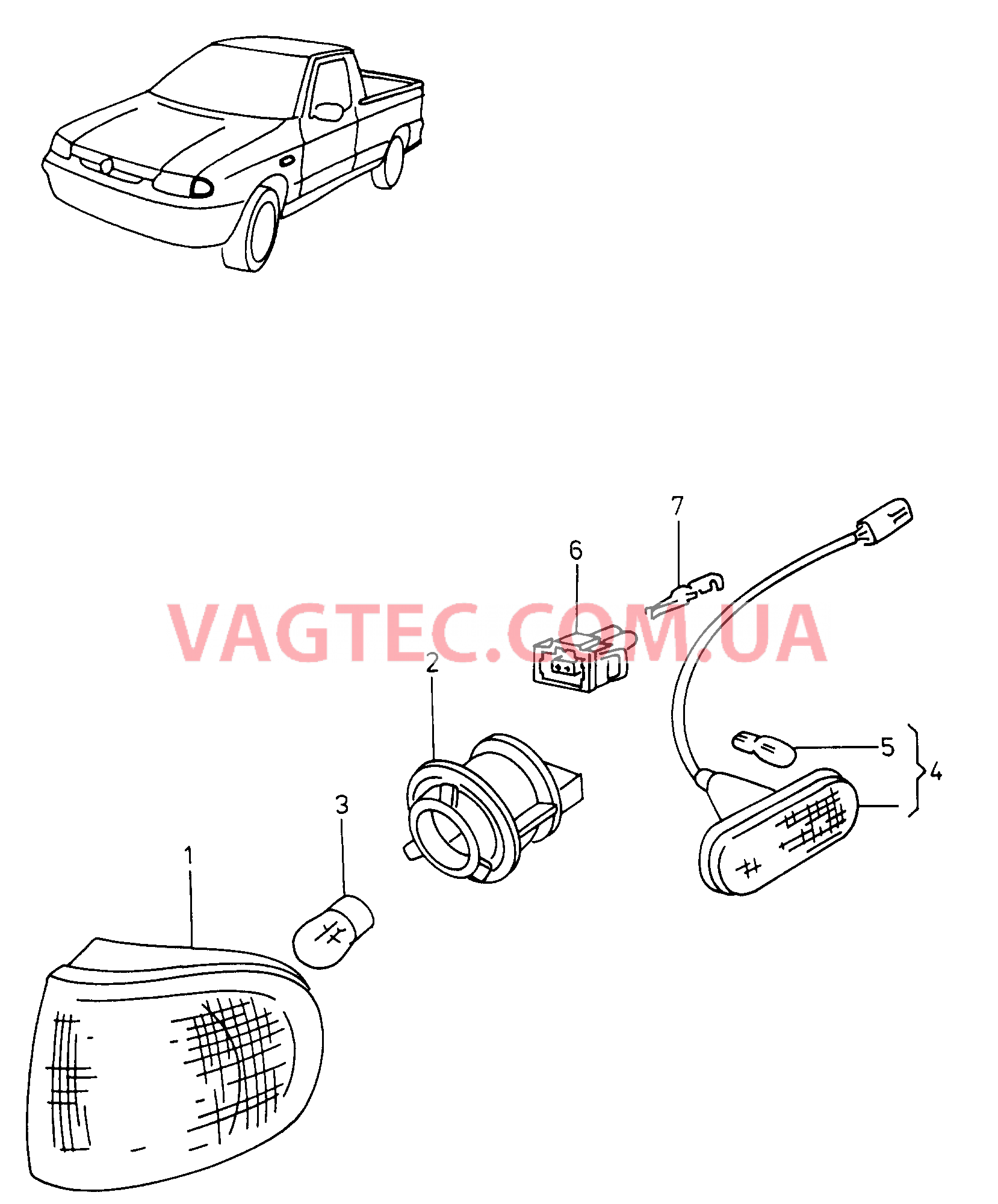 Фонарь указателя поворота  для VOLKSWAGEN Caddy 2001-1