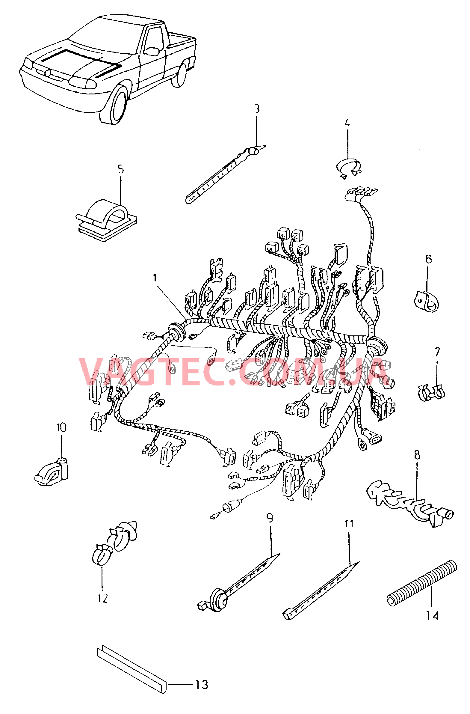 Жгут проводов передний  для VOLKSWAGEN Caddy 2001-1