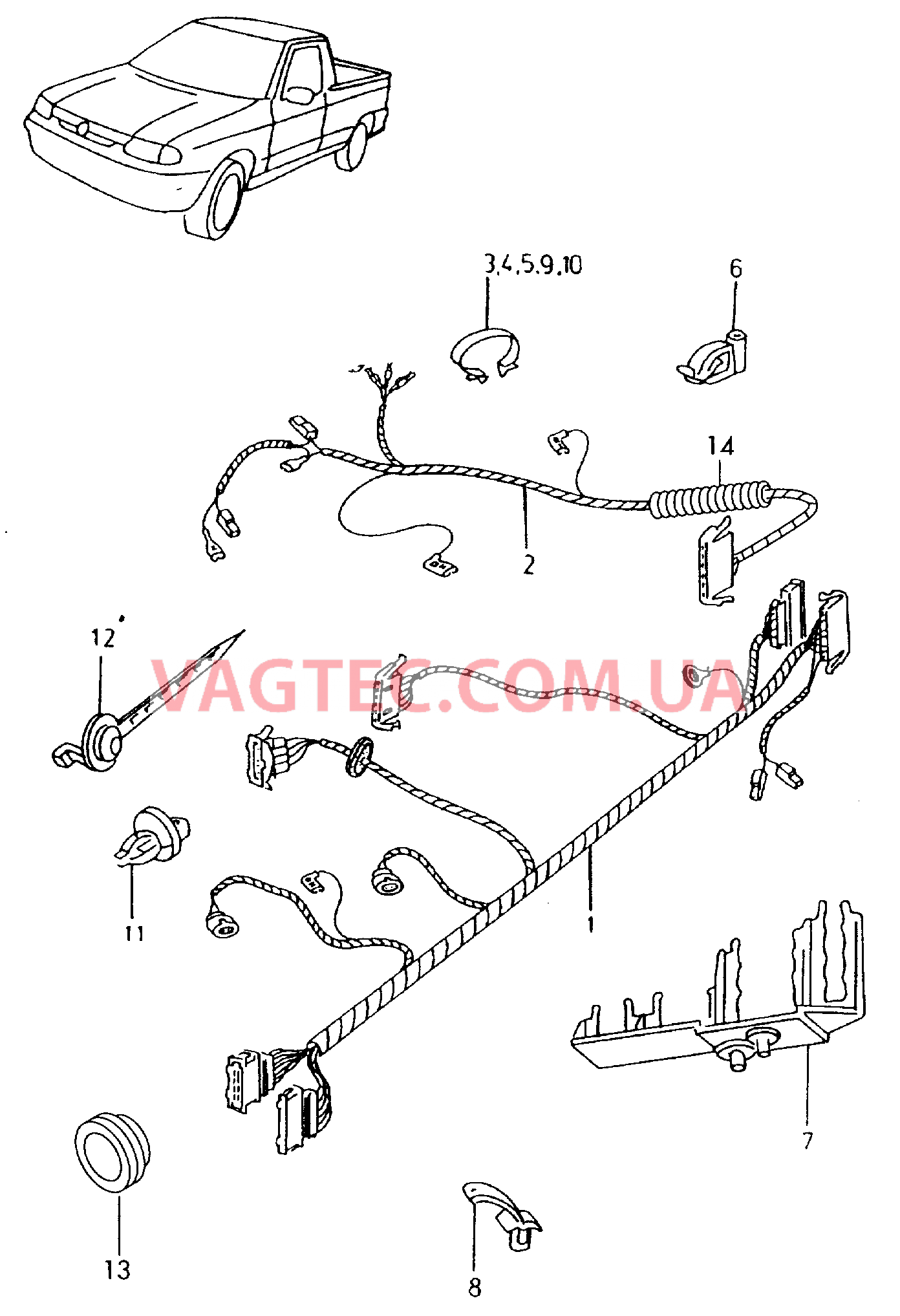 Жгут проводов  для VOLKSWAGEN Caddy 2001-1