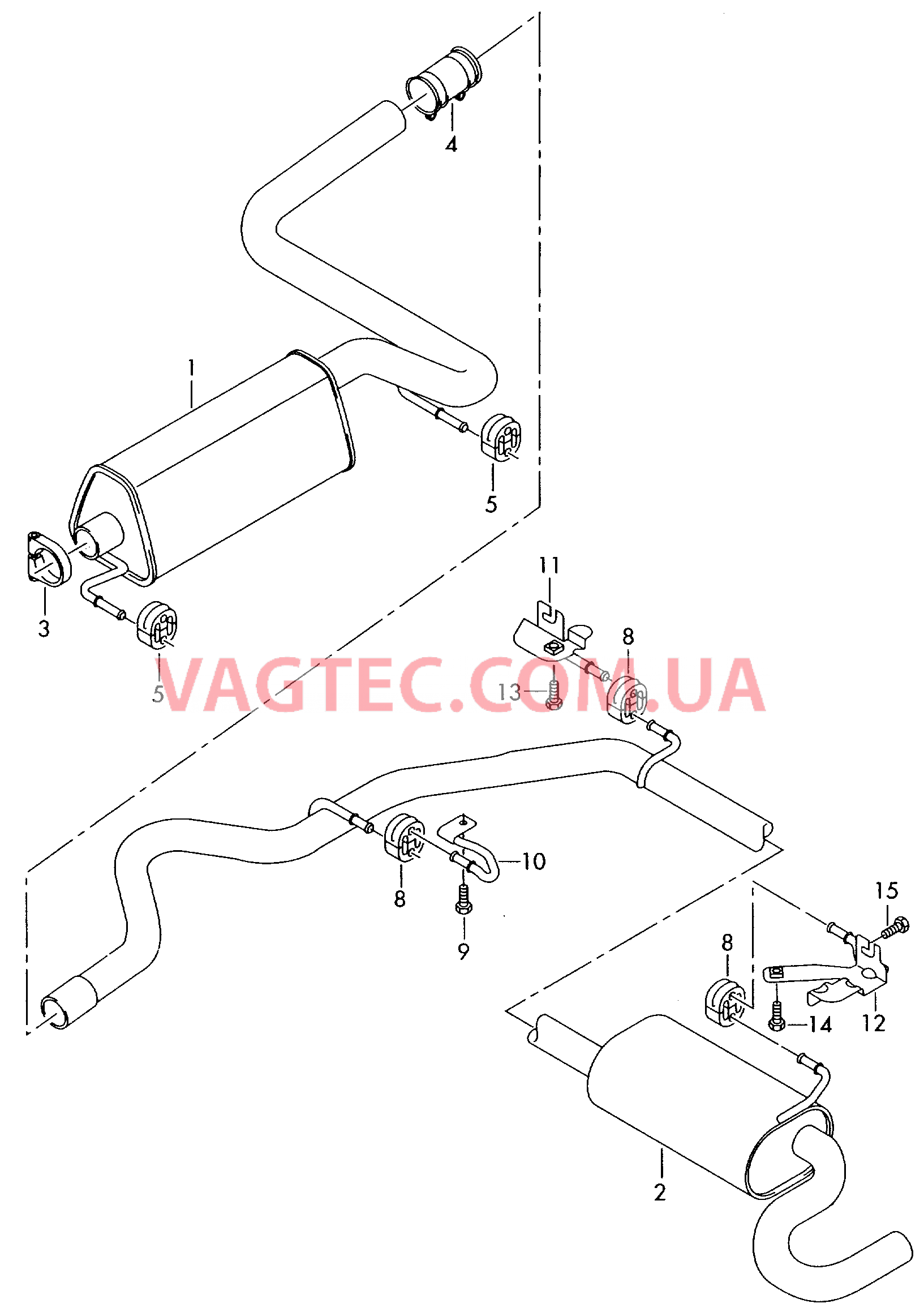 Передний глушитель Задний глушитель  для VOLKSWAGEN Caddy 2004