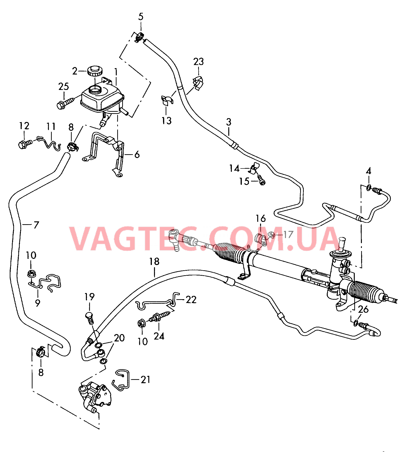 Масляный бачок с соединительными деталями, шлангами  для ГУРа D - 07.11.2005>> для VOLKSWAGEN Caddy 2006