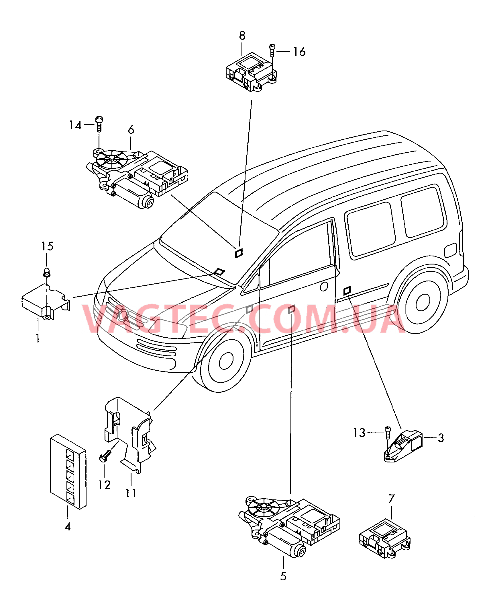 Электродетали для подуш.безоп.  D - 14.07.2008>> - 03.11.2008 для VOLKSWAGEN Caddy 2011