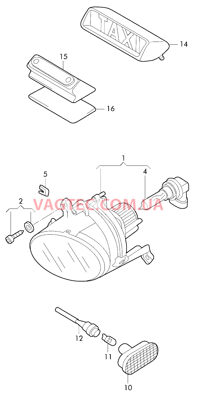 Галоген. противотуманная фара Фонарь указателя поворота Крепление для эмблемы такси  для VOLKSWAGEN Caddy 2004