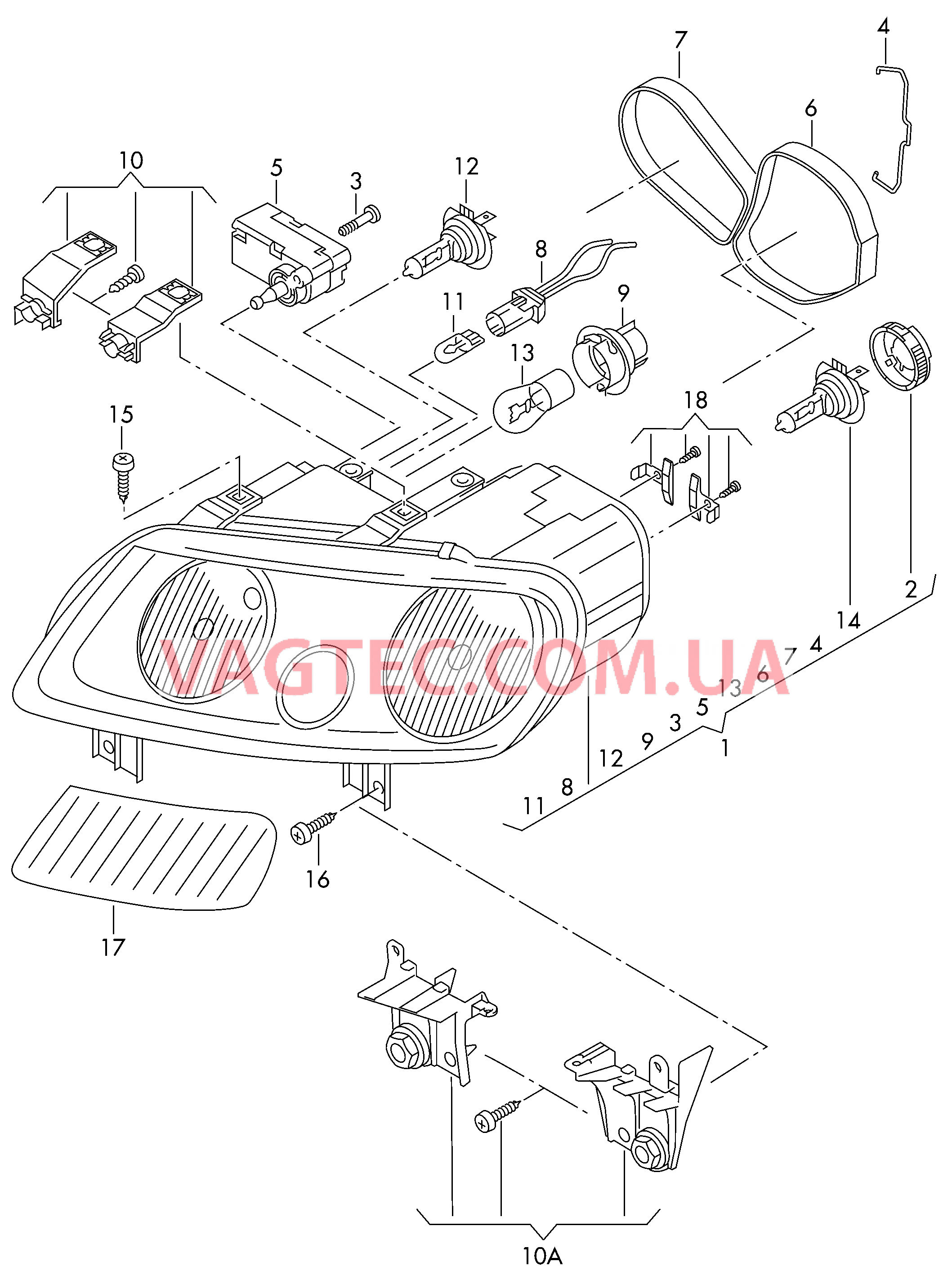 Двойная галогенная фара  для VOLKSWAGEN Caddy 2011