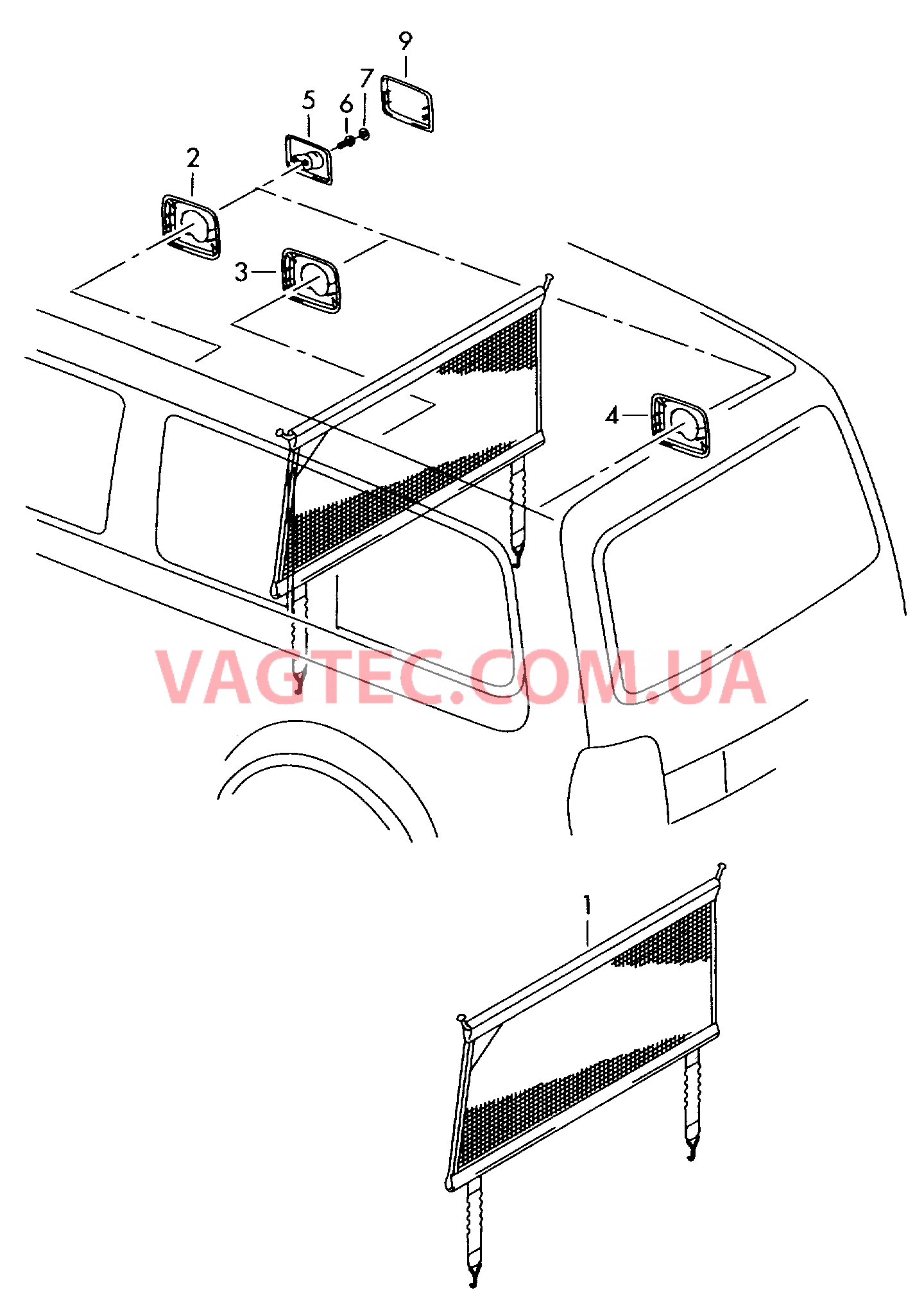 Перегородка-сетка  F 2K-8-065 001>>* для VOLKSWAGEN Caddy 2007