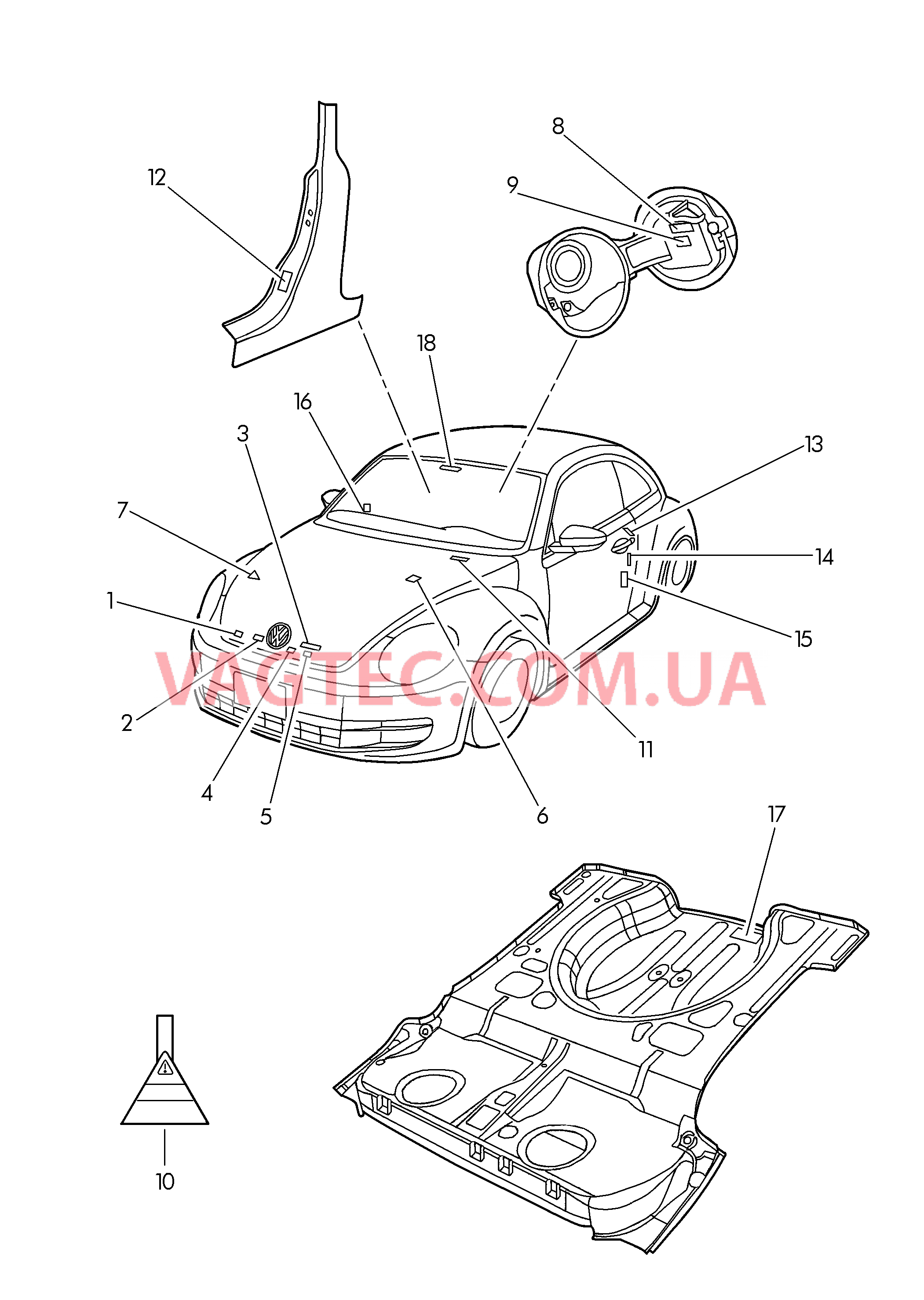 Таблички  для VOLKSWAGEN Beetle.Cabriolet 2006