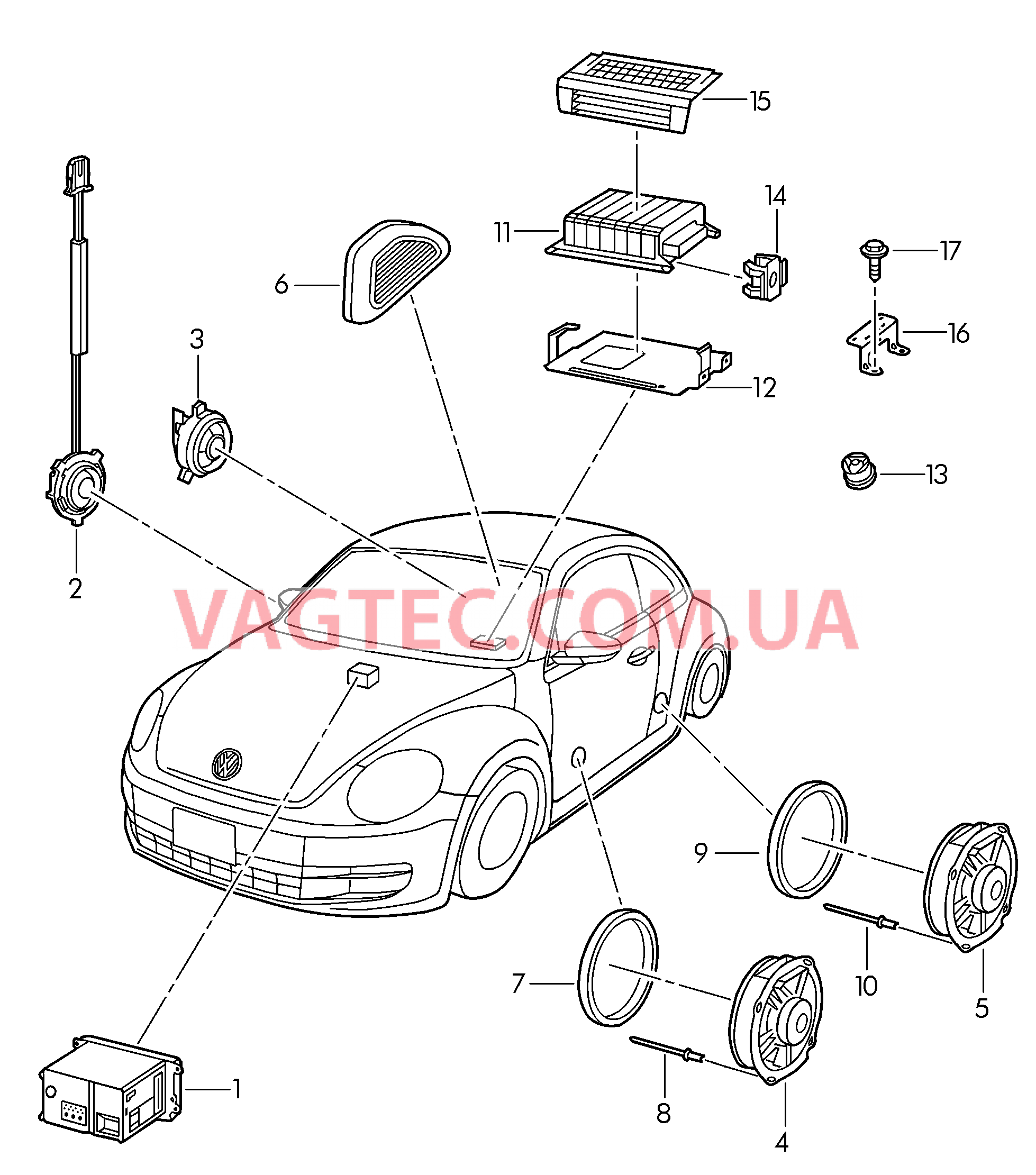 Электрические детали акустической системы  для VOLKSWAGEN Beetle 2012