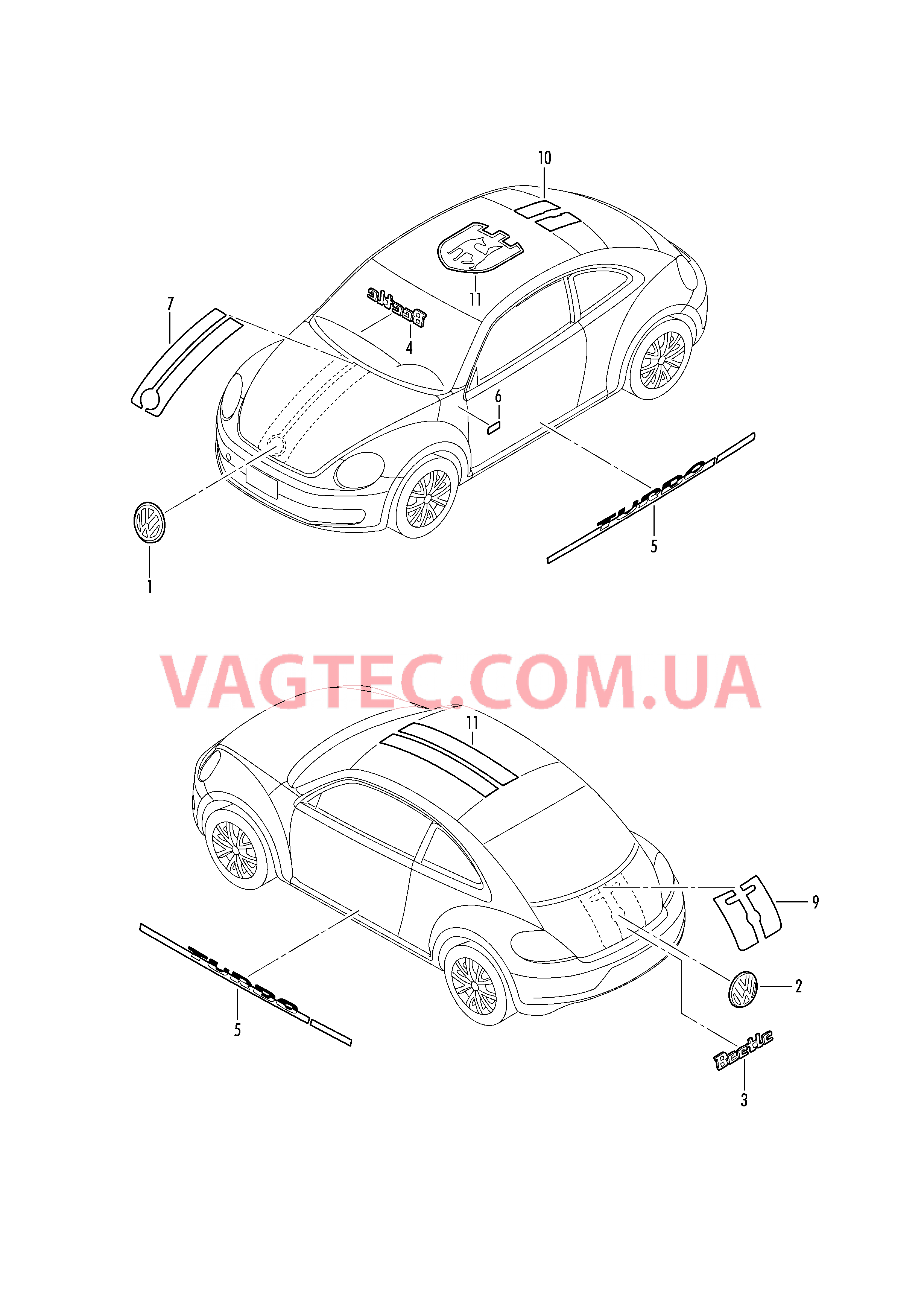 Оригинальные аксессуары Декоративные наклейки (полосы) Надписи   для VOLKSWAGEN Beetle 2012