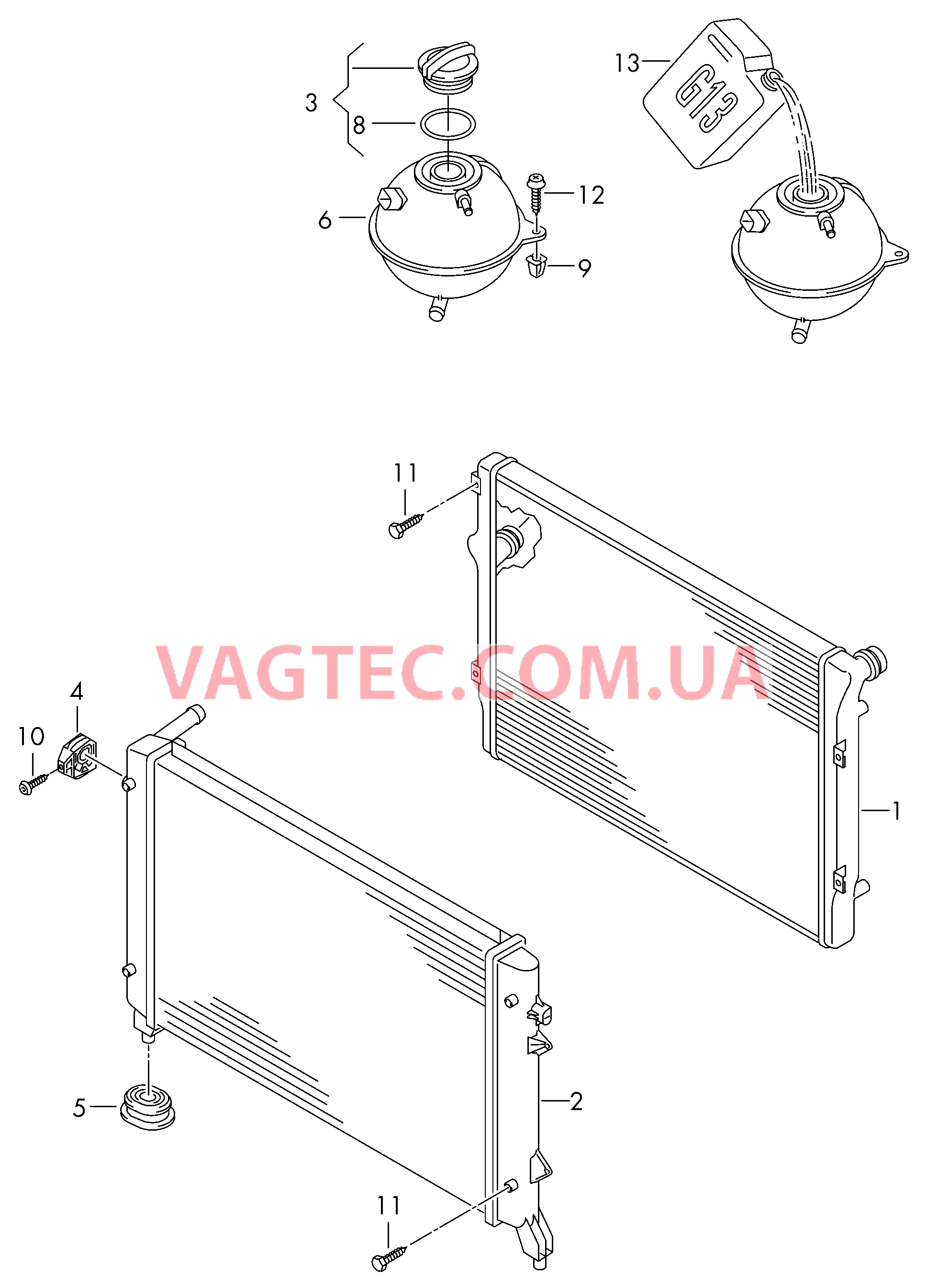 Бачок, компенсационный Радиатор охлаждающей жидкости  для VOLKSWAGEN Beetle 2013