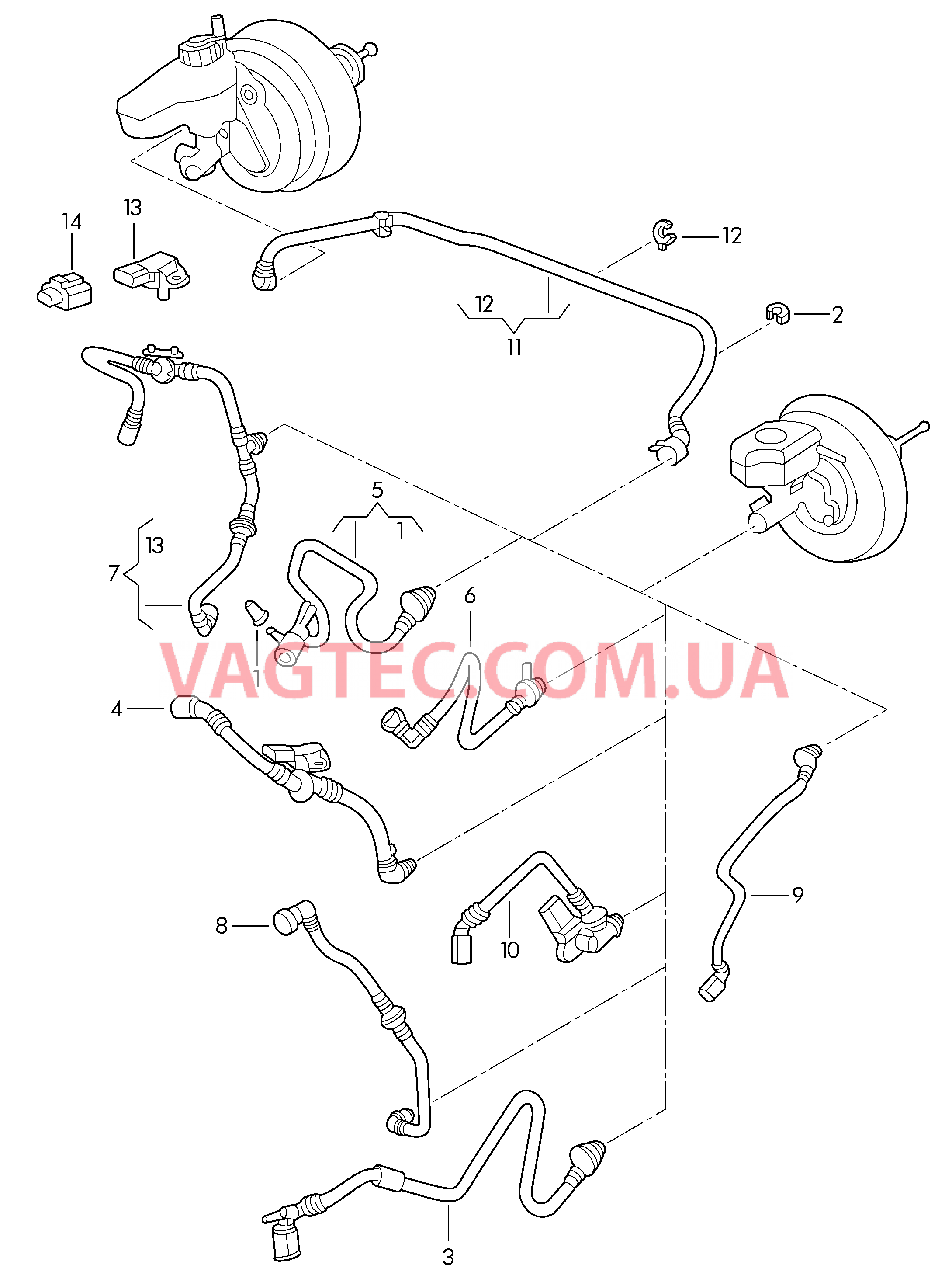 Вакуумные шланги для усилителя тормозного привода  для VOLKSWAGEN Beetle.Cabriolet 2014