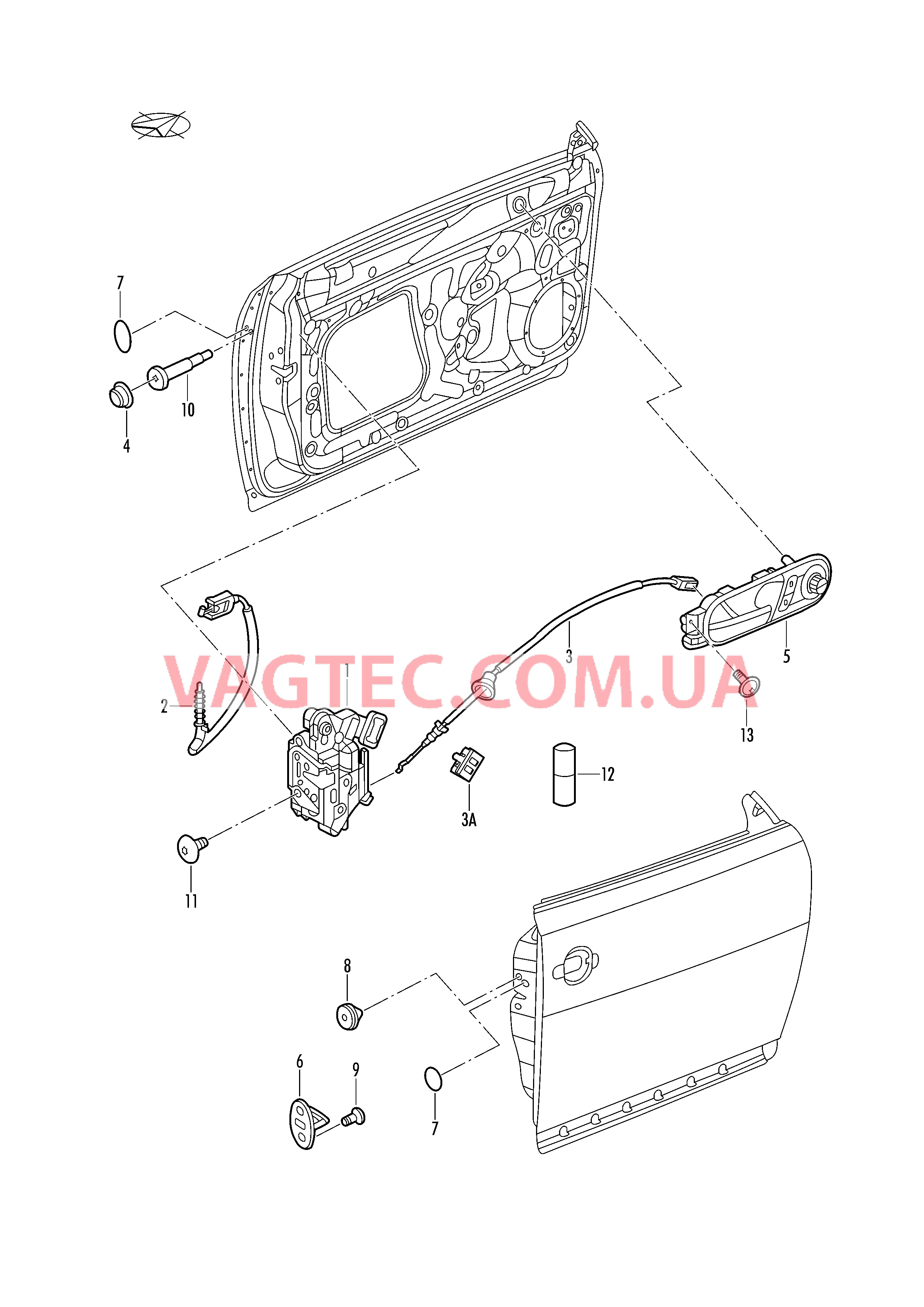 Замок двери Pычаг привода дверного замка  для VOLKSWAGEN Beetle.Cabriolet 2018